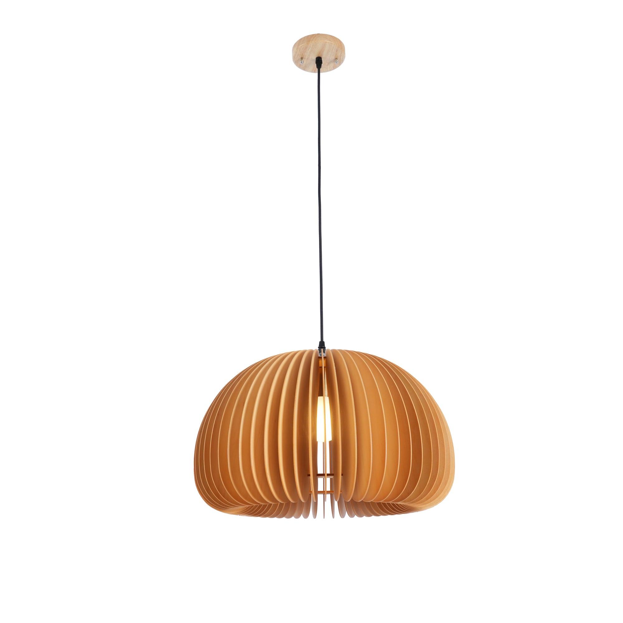 Solara Pendant Lamp Wood Pumpkin Dome Nordic - Letslighting