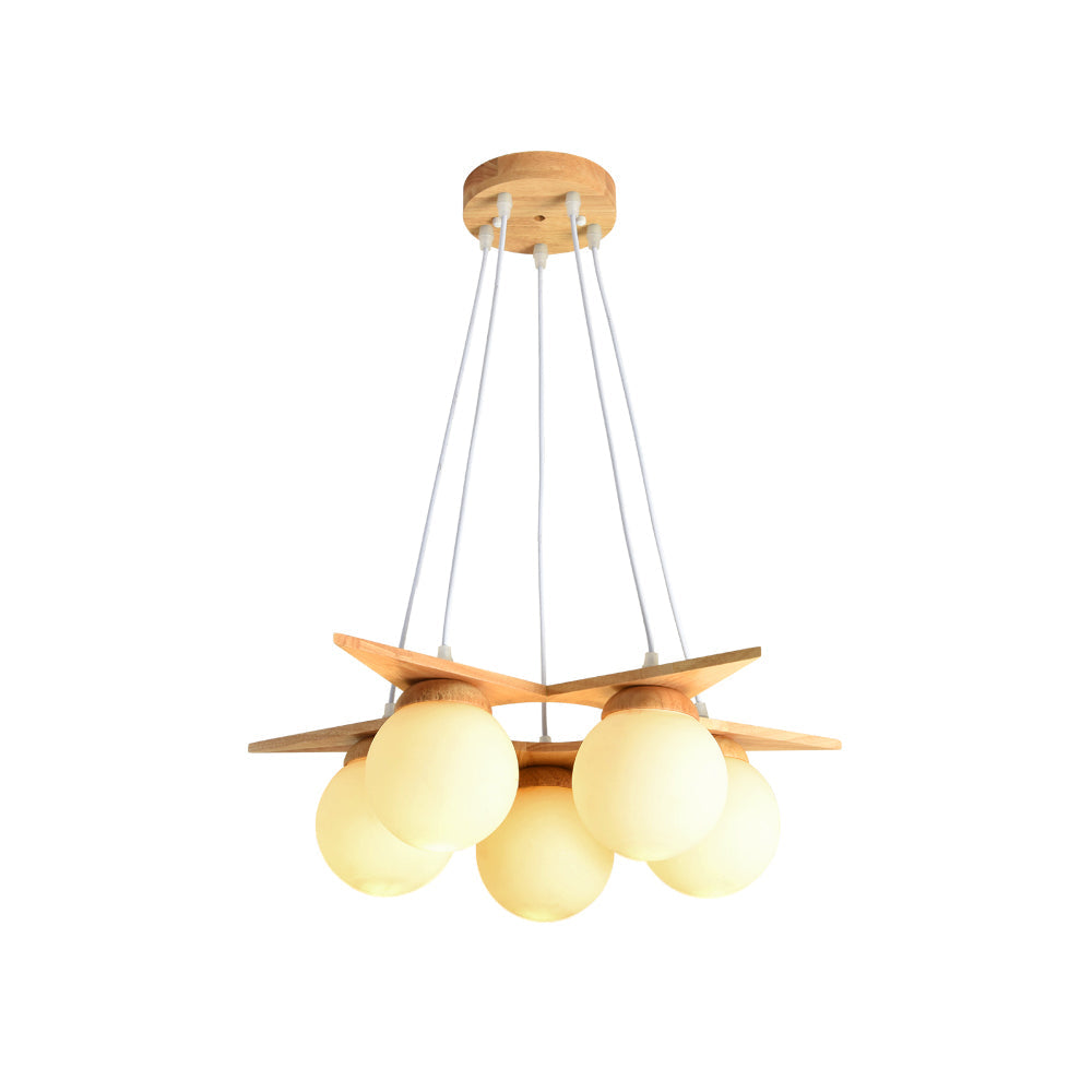 Zothaus Premium Nordic Star Glass Wooden Chandelier - Letslighting