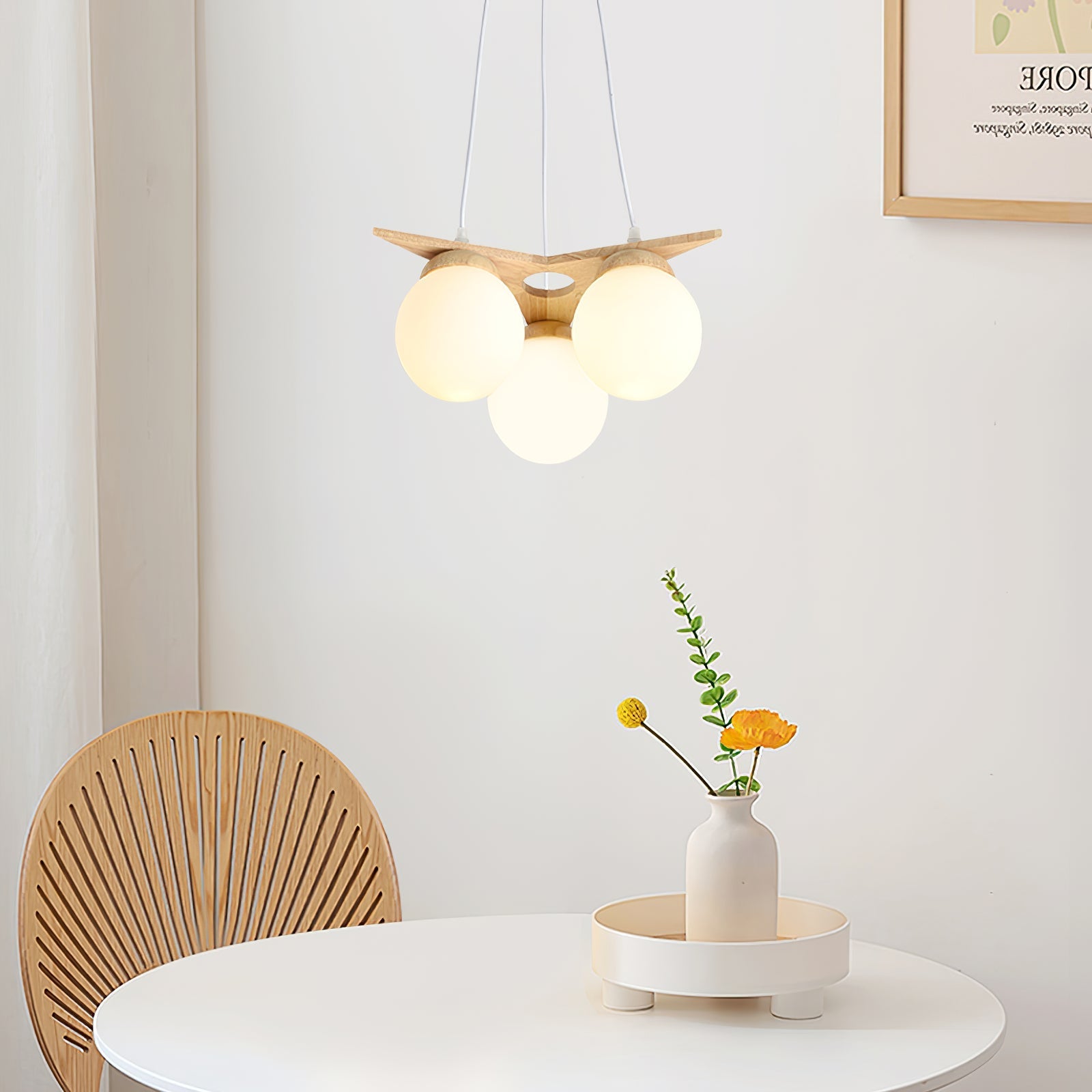 Zothaus Premium Nordic Star Glass Wooden Chandelier - Letslighting