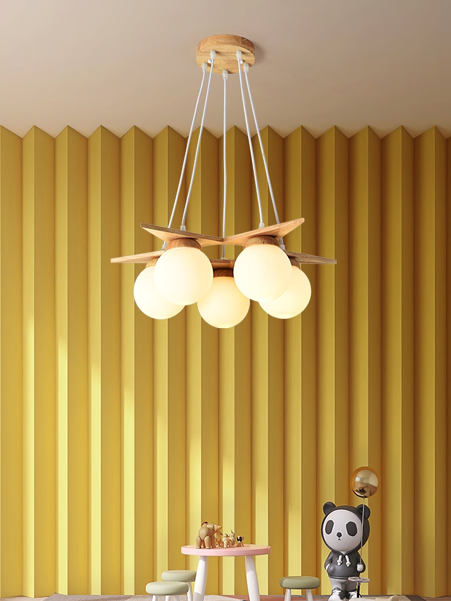 Zothaus Premium Nordic Star Glass Wooden Chandelier - Letslighting