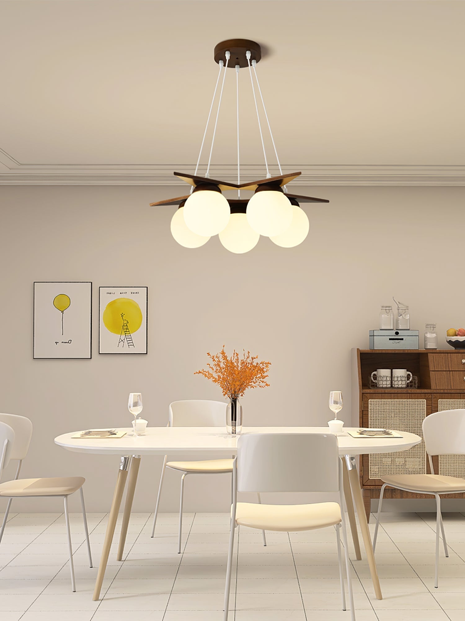 Zothaus Premium Nordic Star Glass Wooden Chandelier - Letslighting