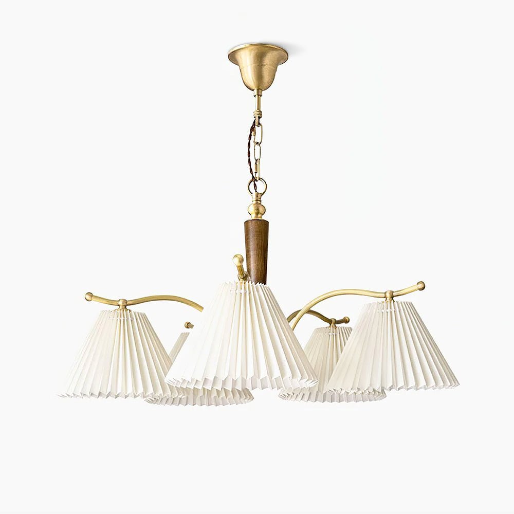 Lustra Chandelier Brass Pleated Shade Classic - Letslighting