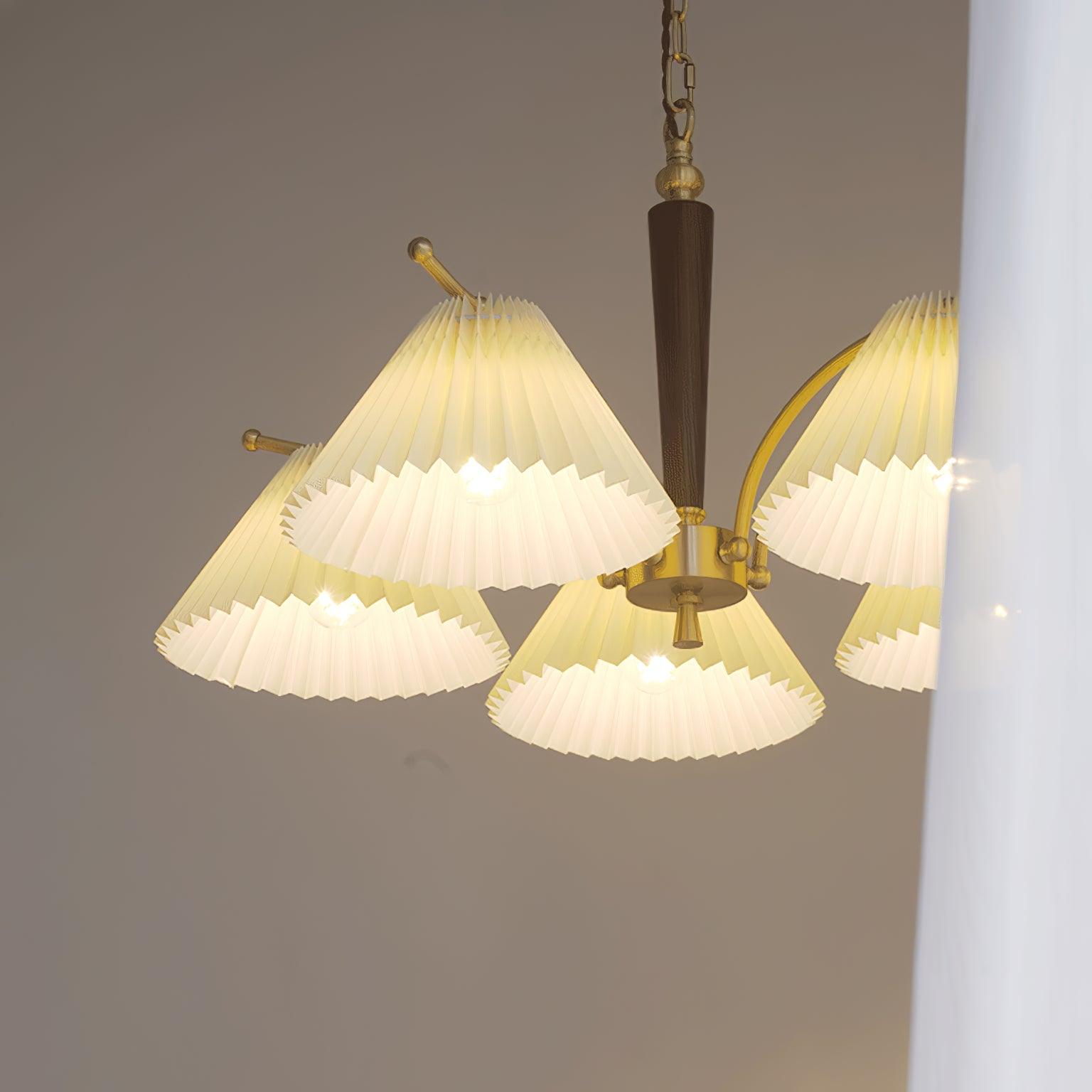 Lustra Chandelier Brass Pleated Shade Classic - Letslighting