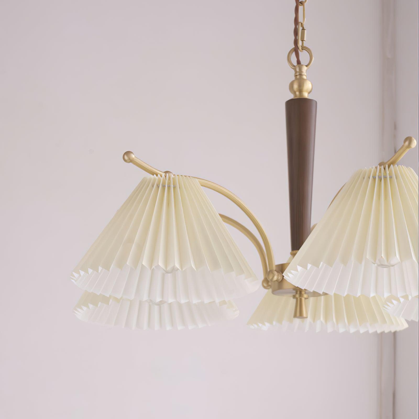 Lustra Chandelier Brass Pleated Shade Classic - Letslighting