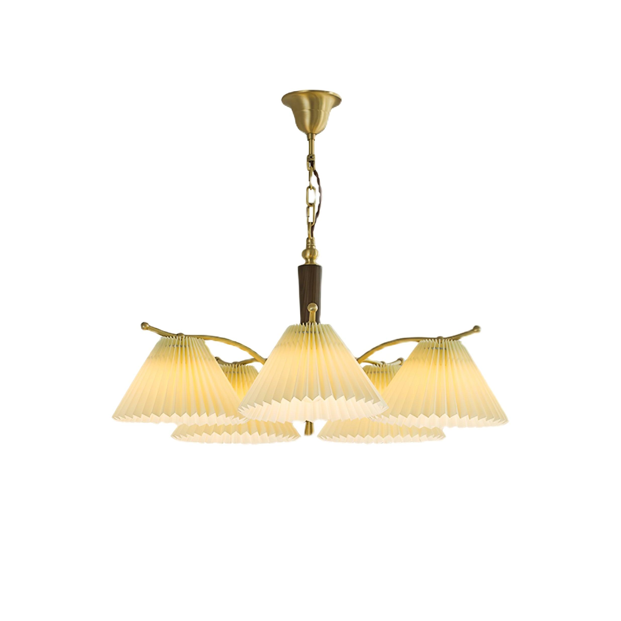 Lustra Chandelier Brass Pleated Shade Classic - Letslighting