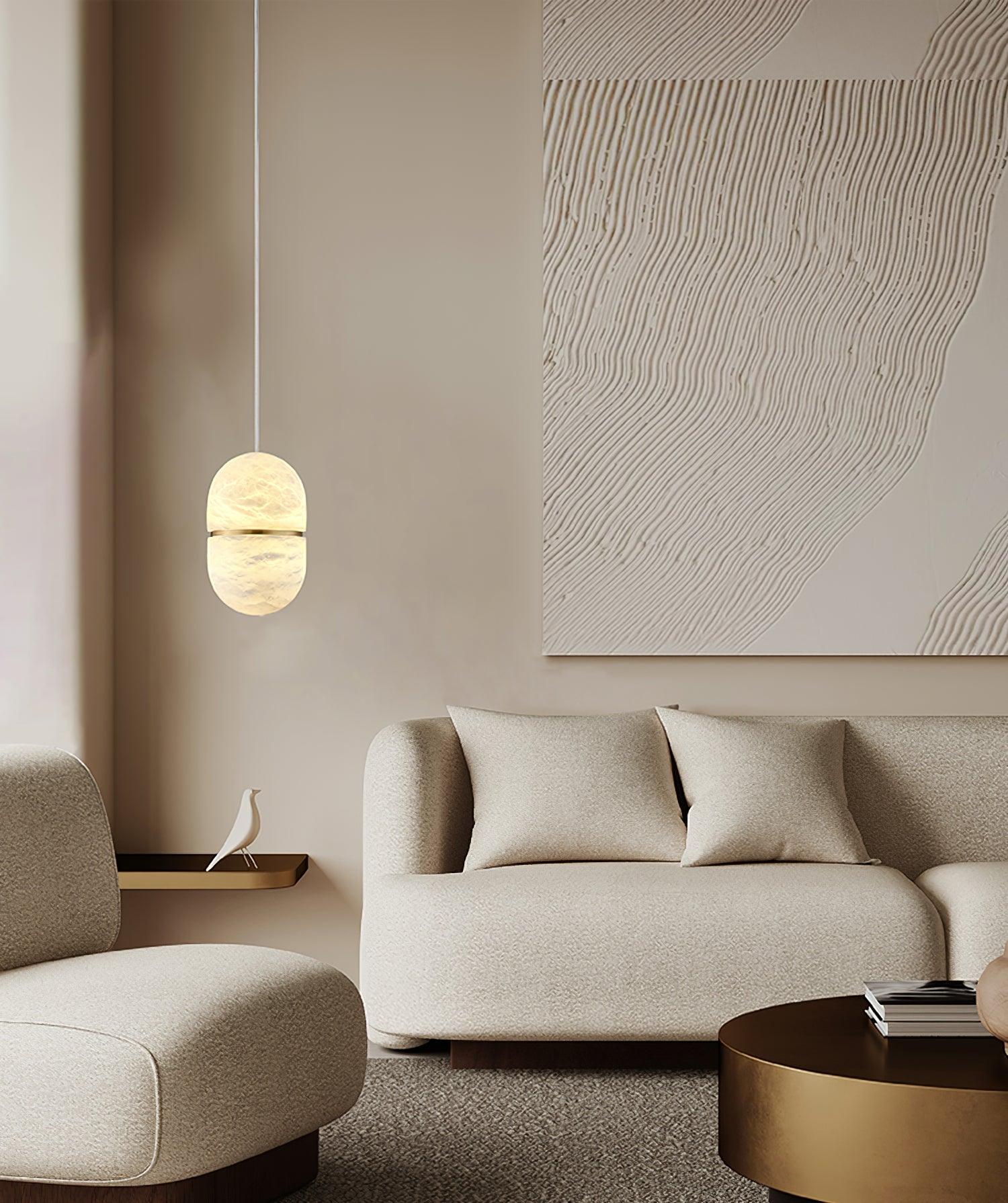 Strata Alabaster Pendant Light Capsule-shaped - Letslighting