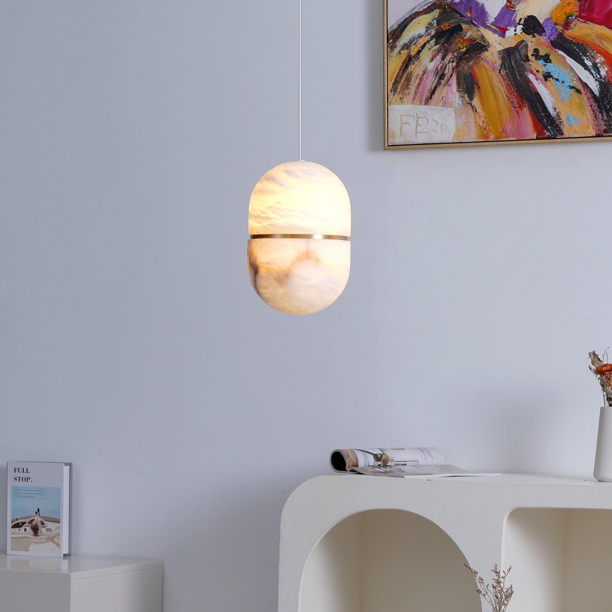 Strata Alabaster Pendant Light Capsule-shaped - Letslighting