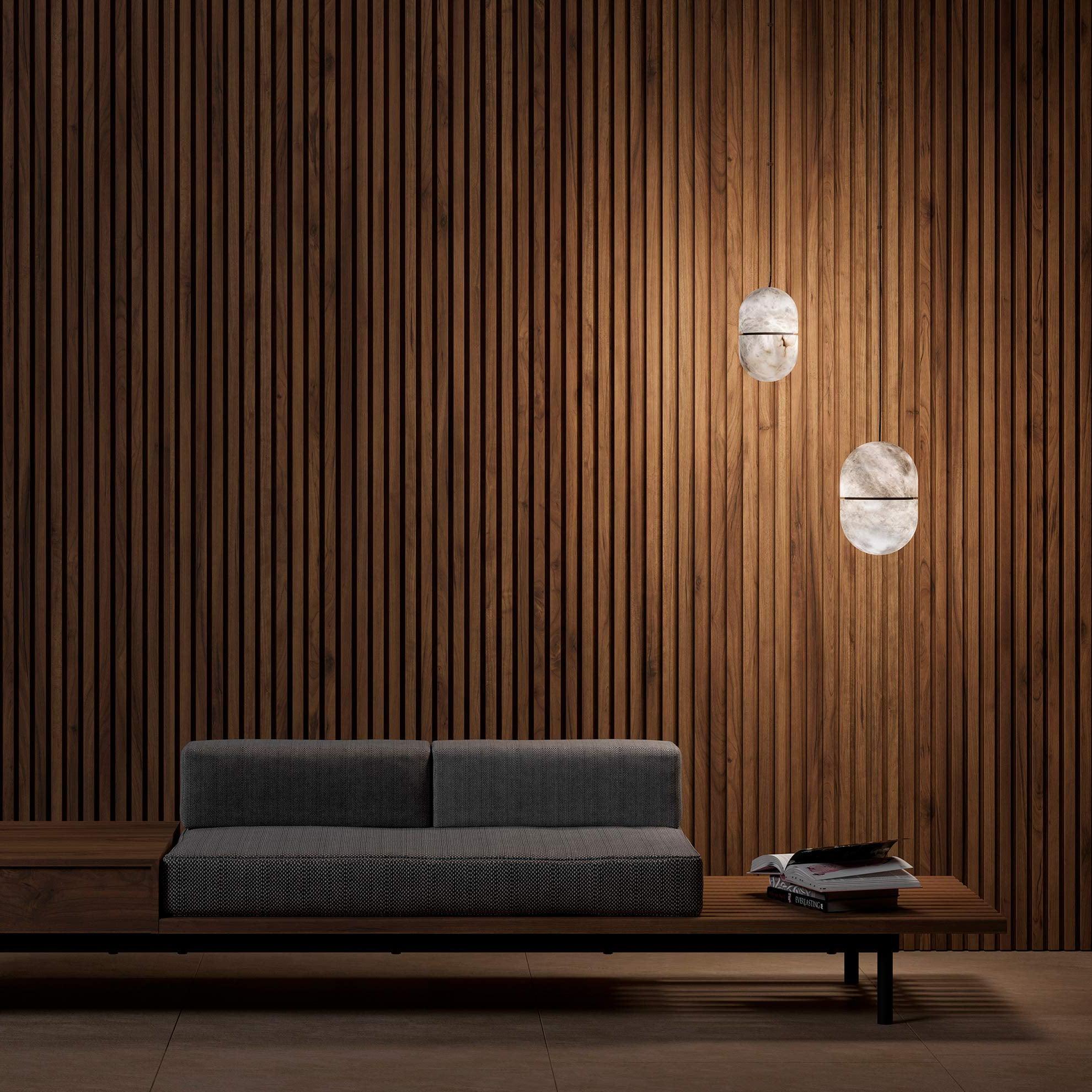 Strata Alabaster Pendant Light Capsule-shaped - Letslighting