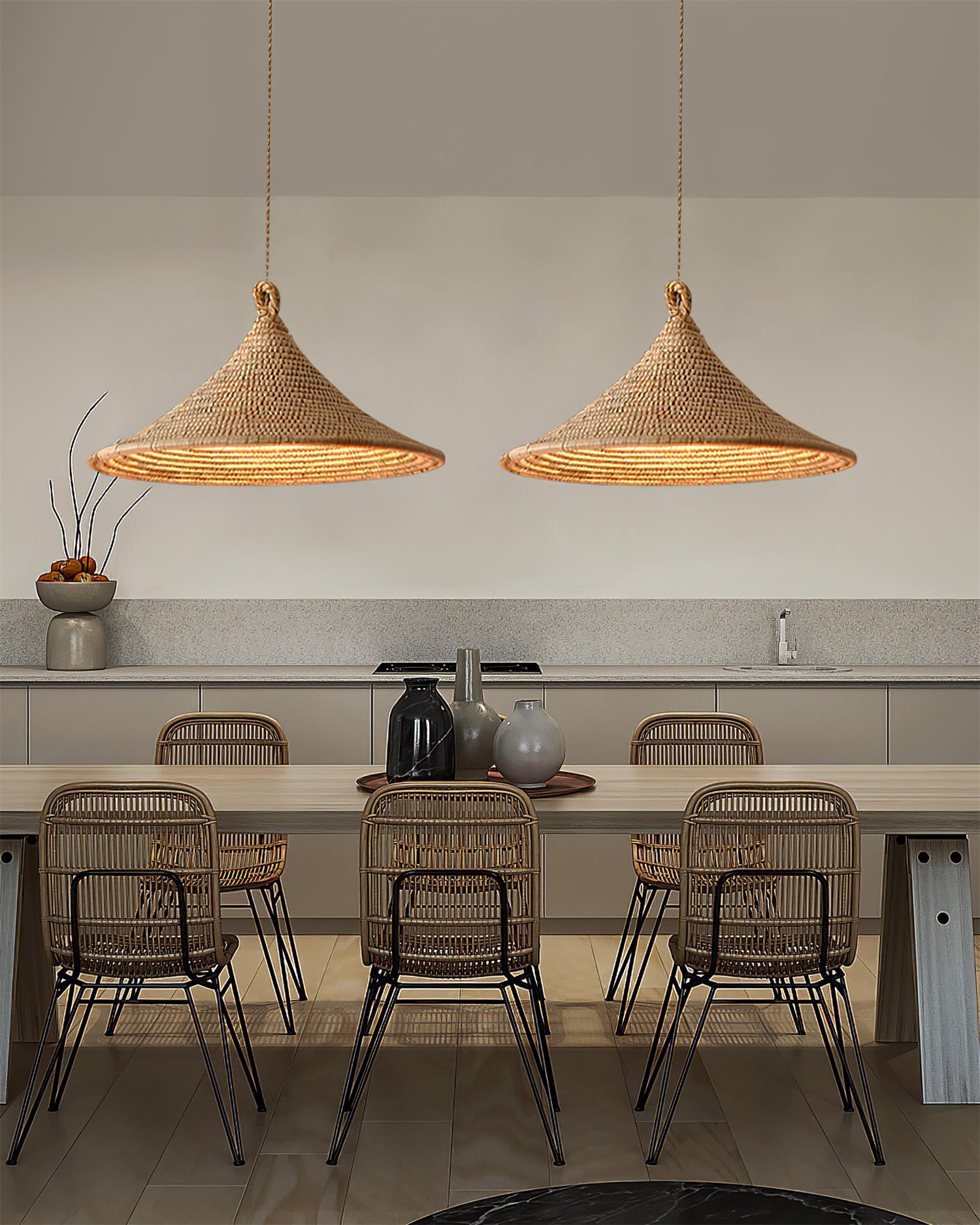 Yariah Pendant Lamp Hemp Conical - Letslighting