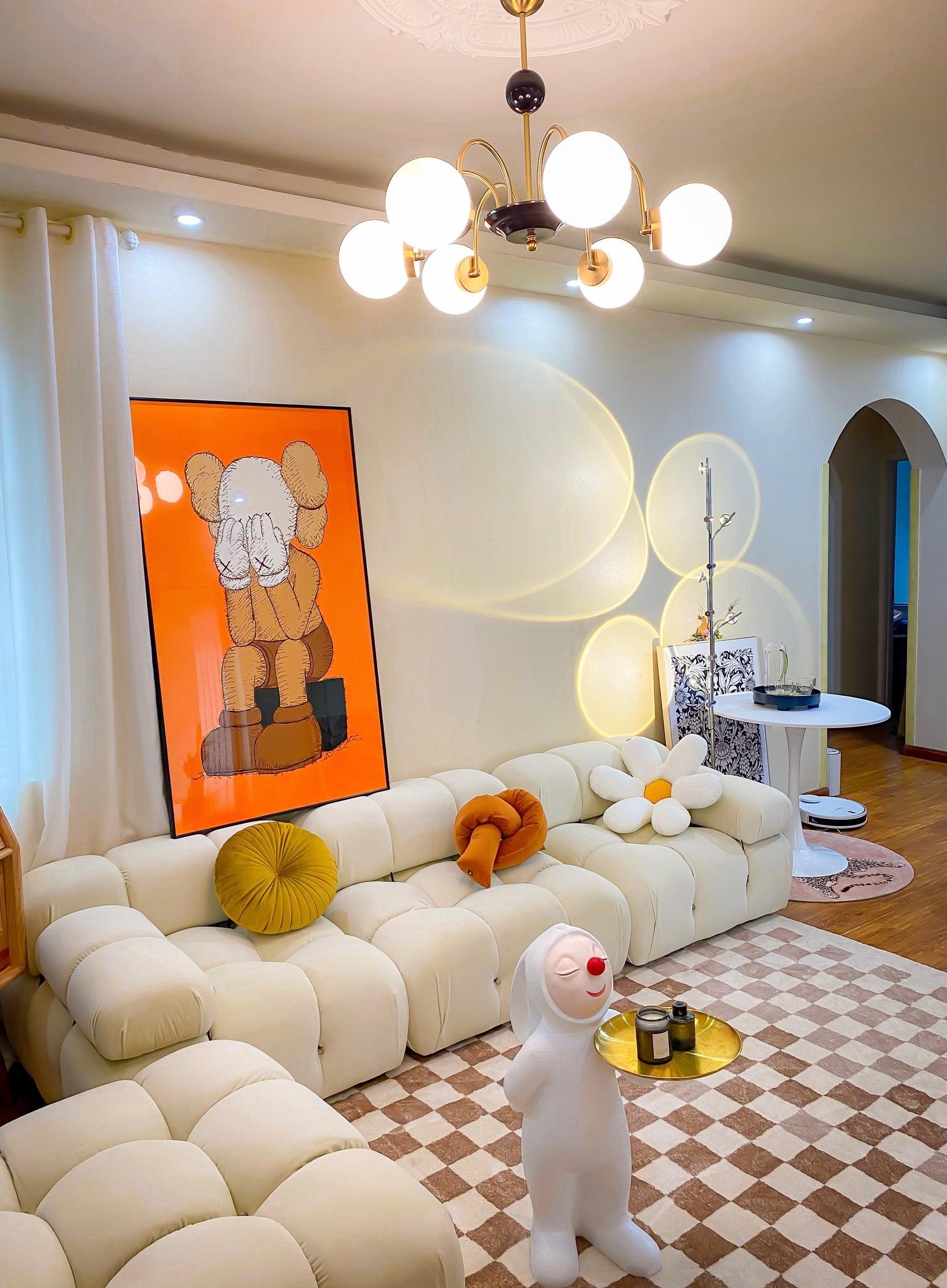 Lustra Chandelier Rod Frame and White - Letslighting