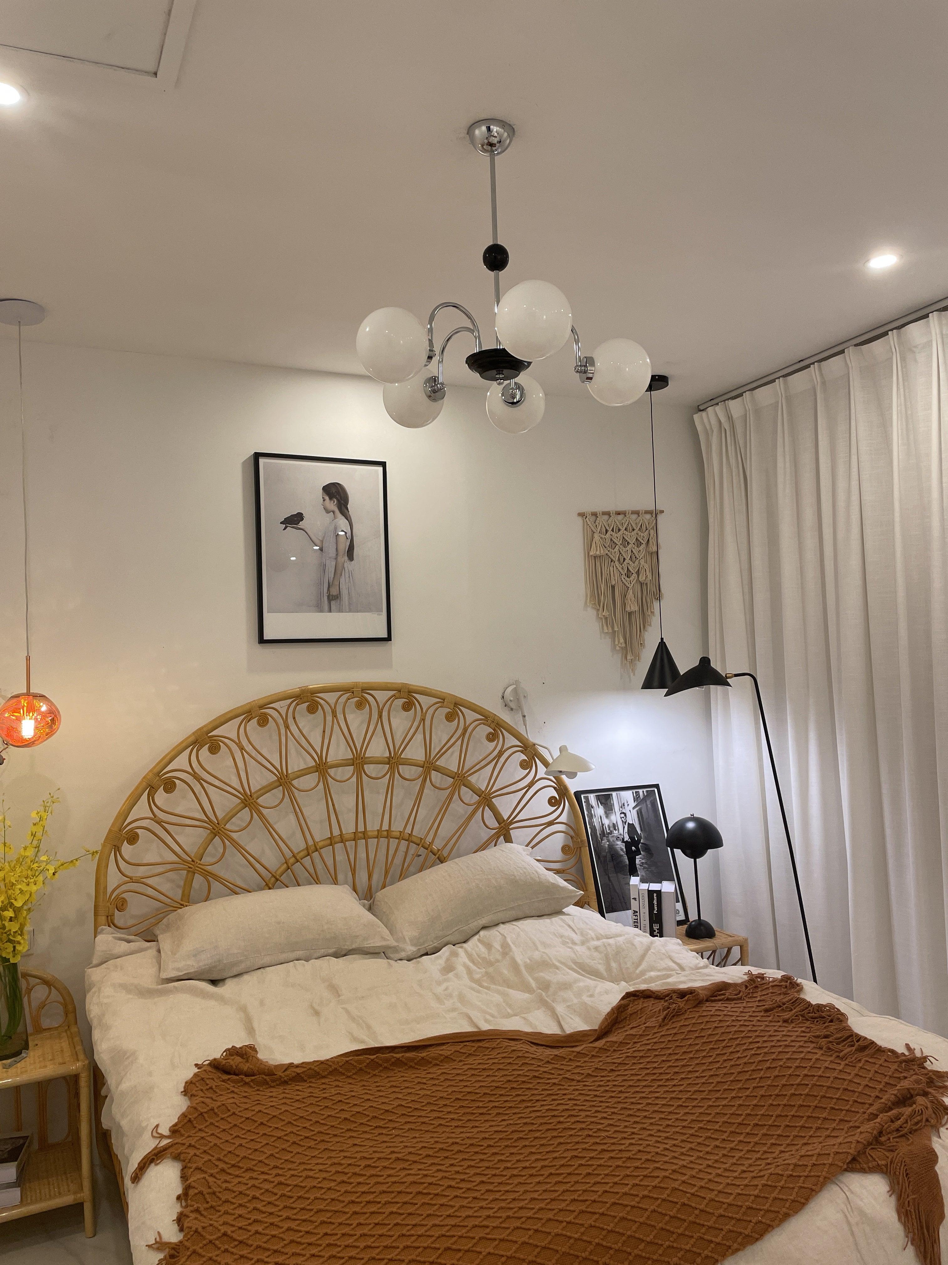 Lustra Chandelier Rod Frame and White - Letslighting