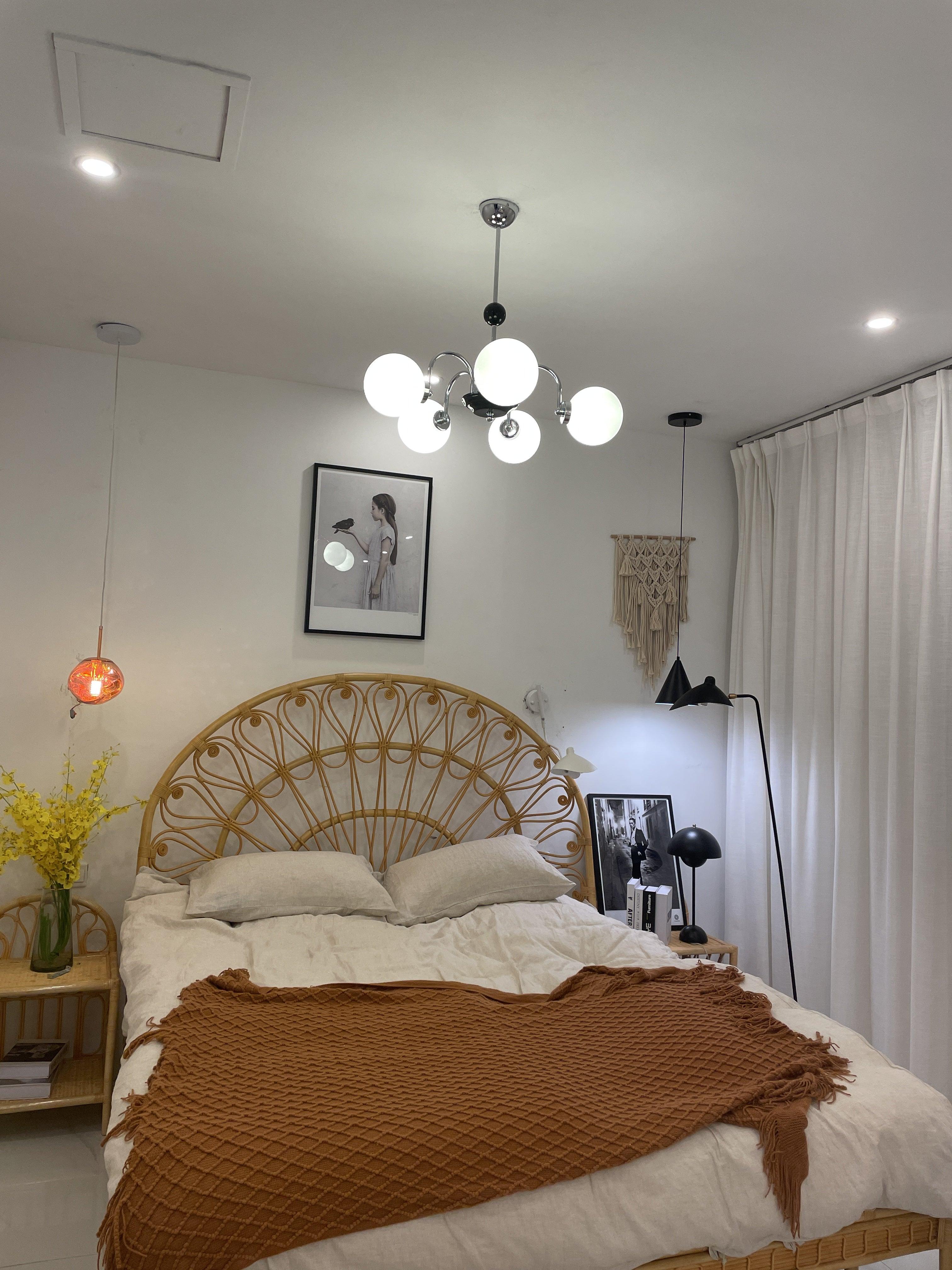 Lustra Chandelier Rod Frame and White - Letslighting