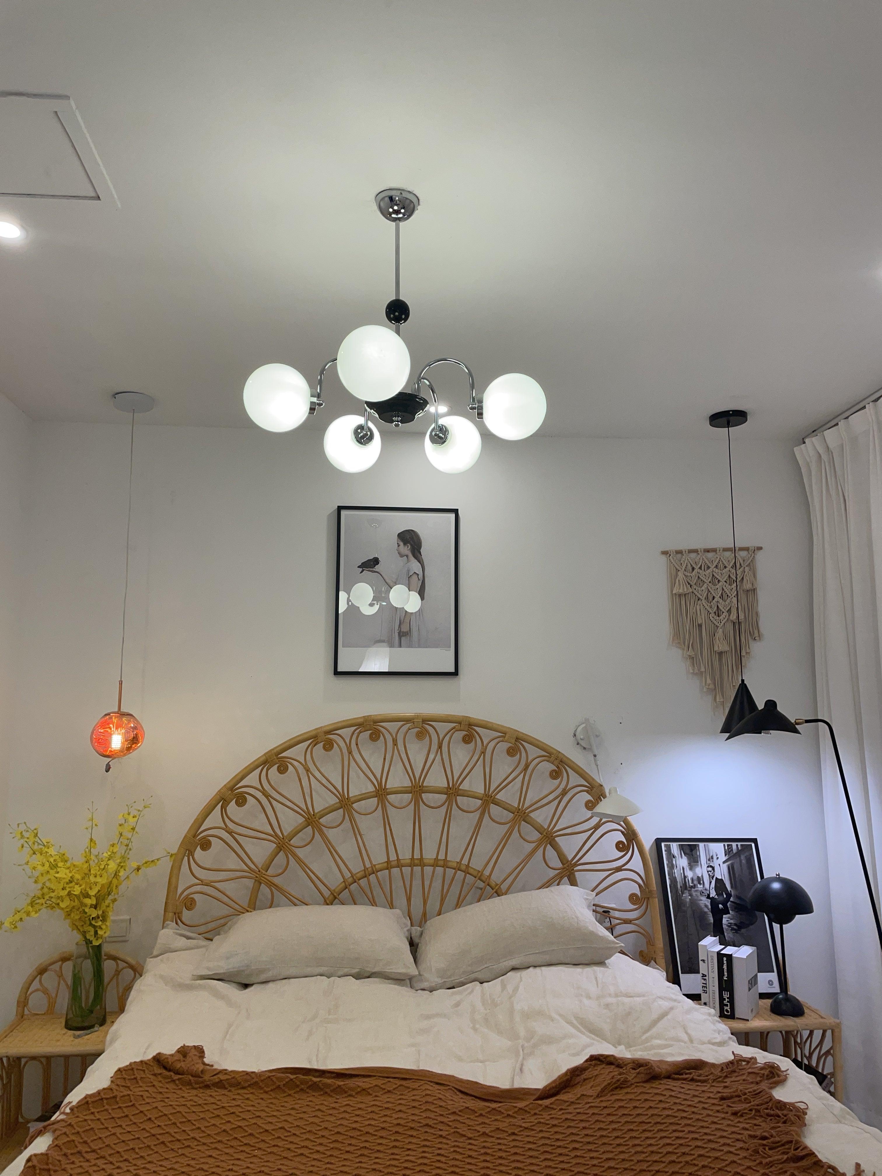 Lustra Chandelier Rod Frame and White - Letslighting