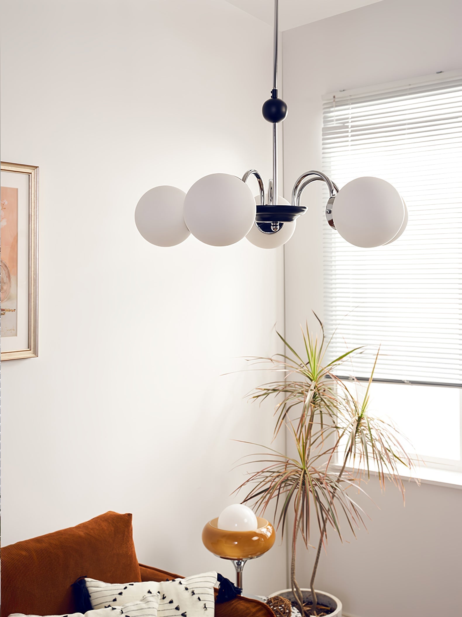 Lustra Chandelier Rod Frame and White - Letslighting