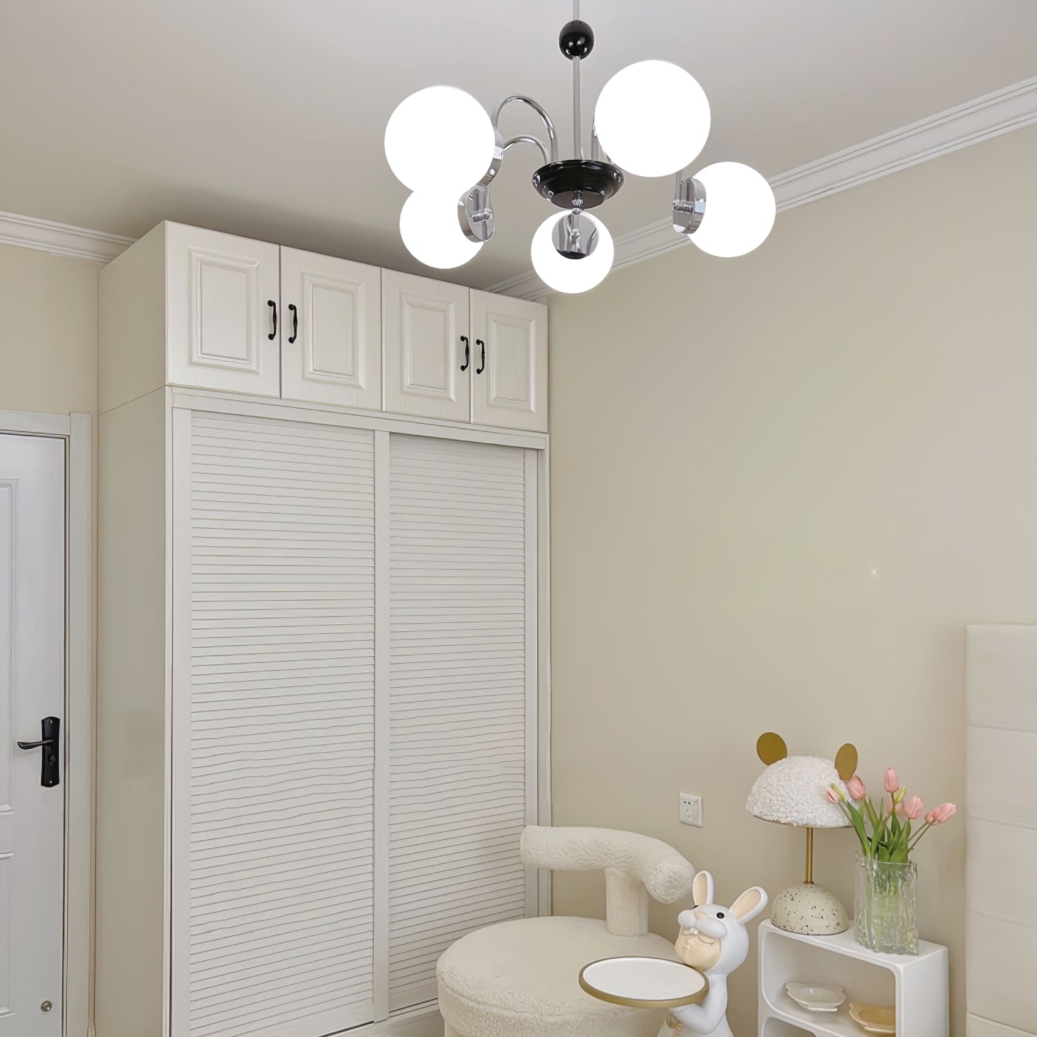 Lustra Chandelier Rod Frame and White - Letslighting