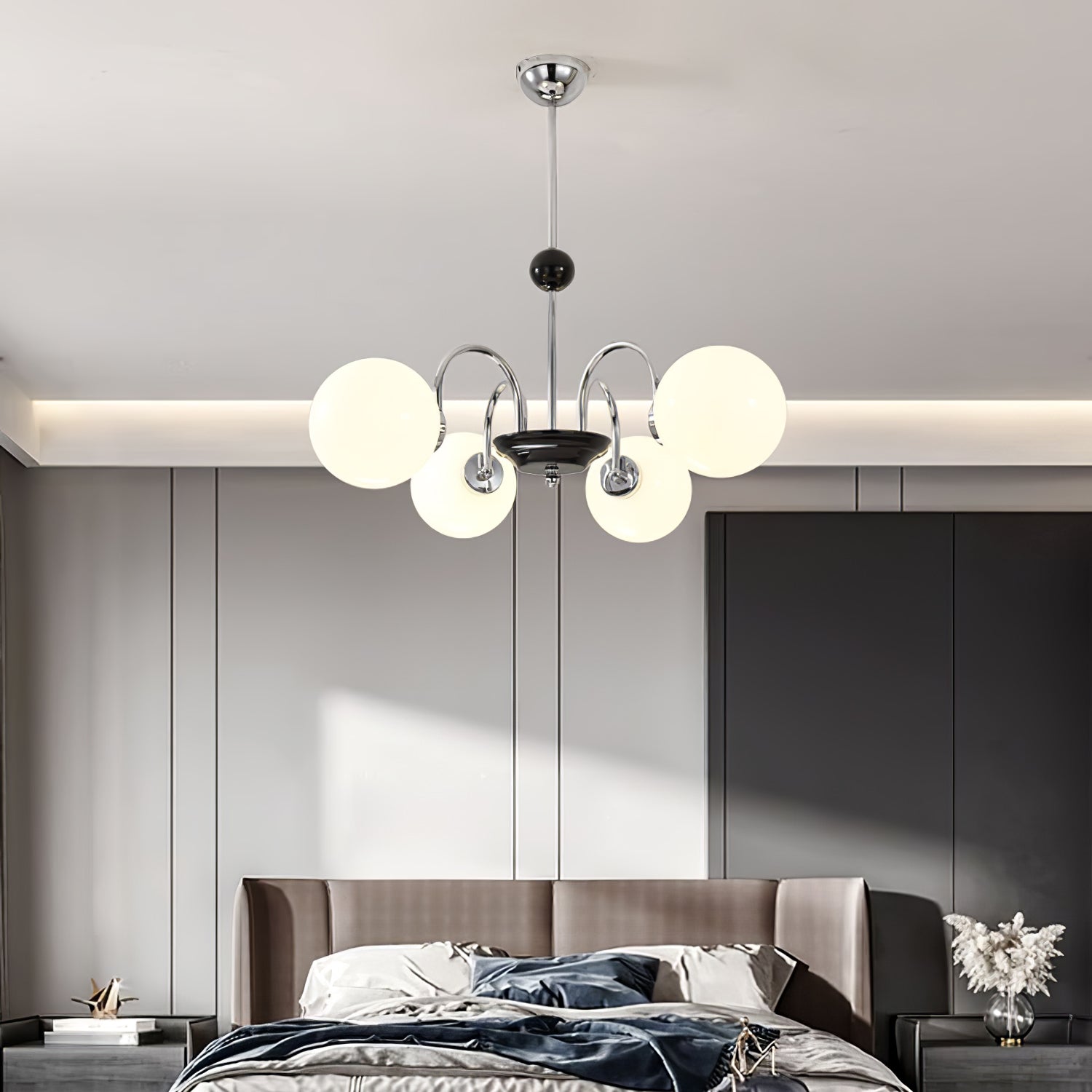 Lustra Chandelier Rod Frame and White - Letslighting