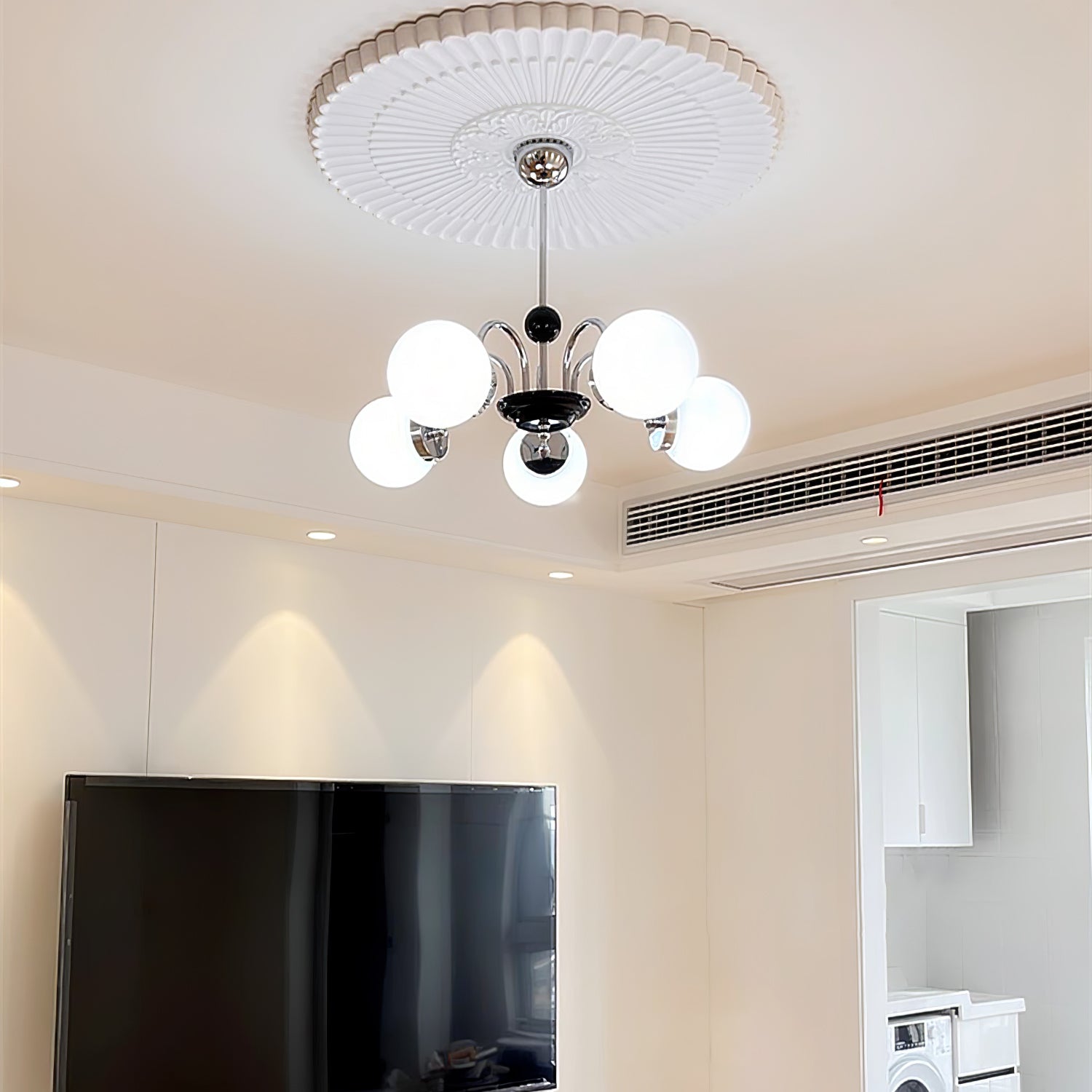 Lustra Chandelier Rod Frame and White - Letslighting