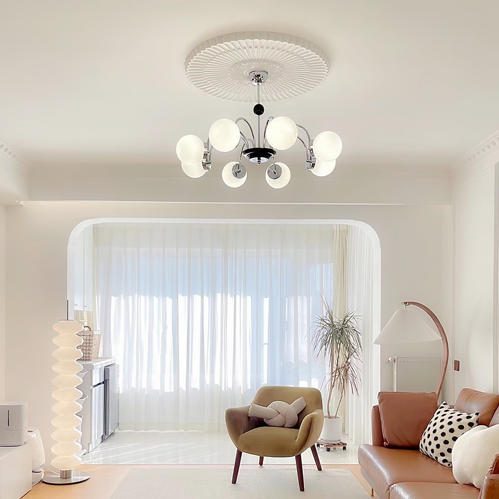 Lustra Chandelier Rod Frame and White - Letslighting