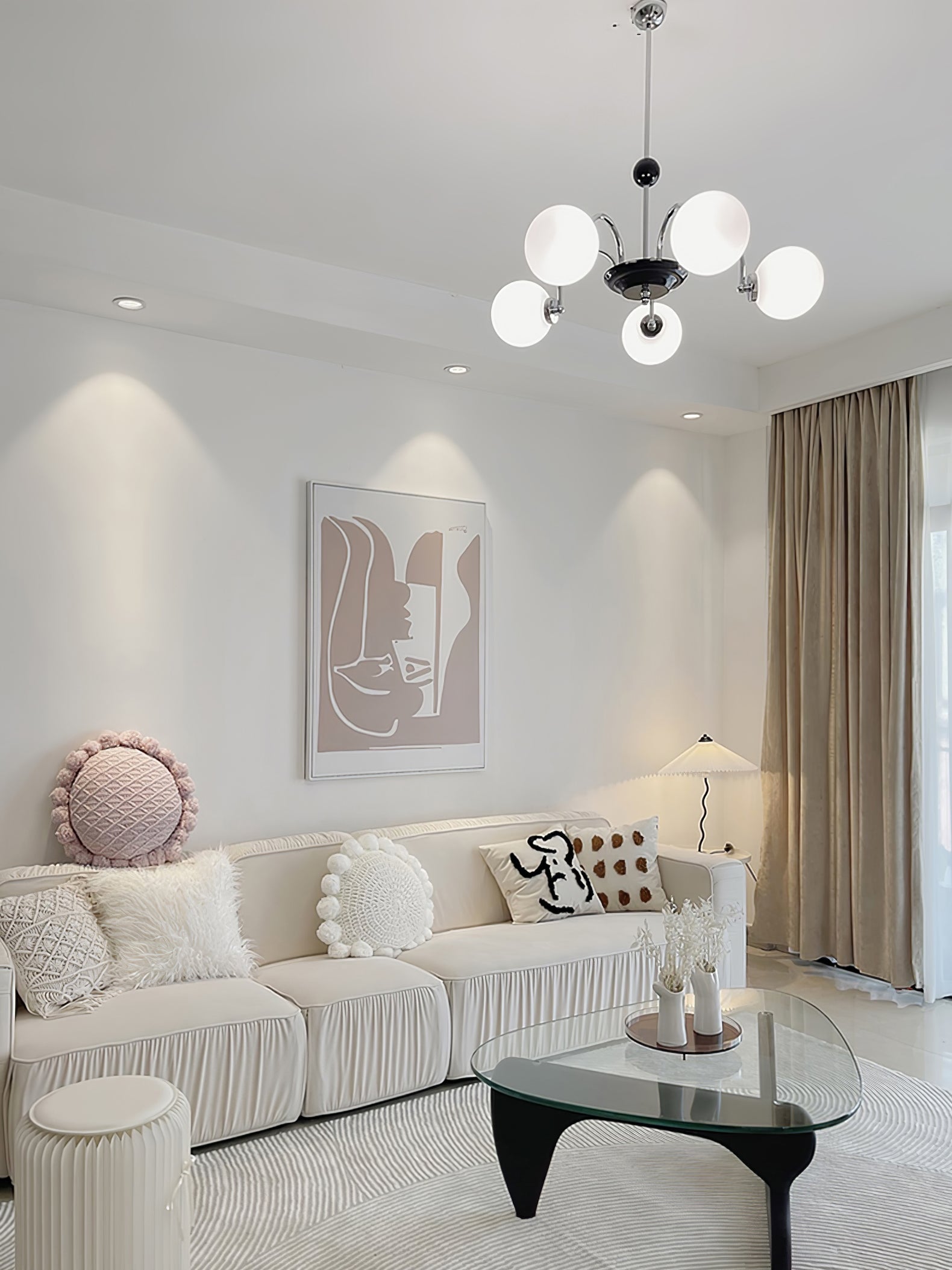 Lustra Chandelier Rod Frame and White - Letslighting