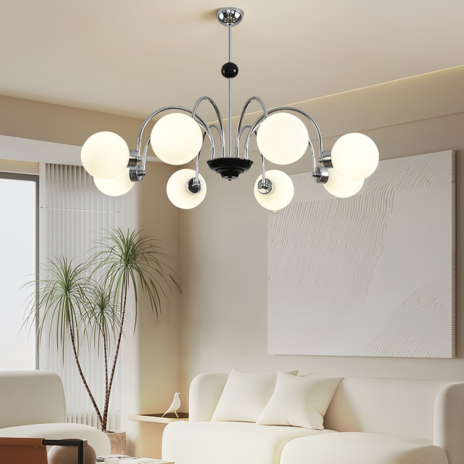 Lustra Chandelier Rod Frame and White - Letslighting