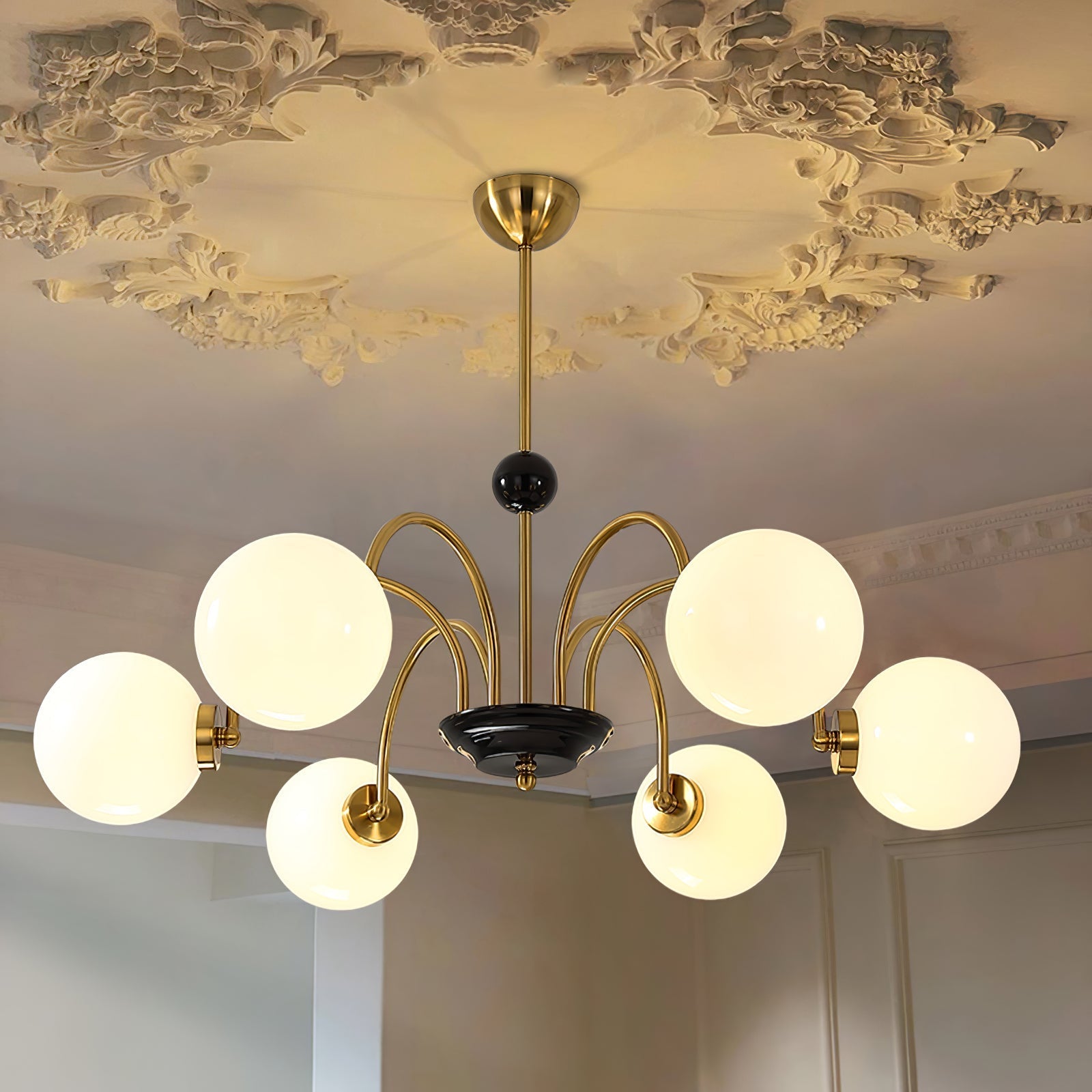 Lustra Chandelier Rod Frame and White - Letslighting