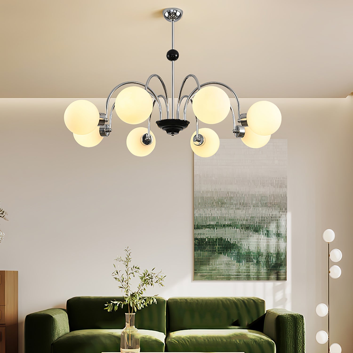 Lustra Chandelier Rod Frame and White - Letslighting