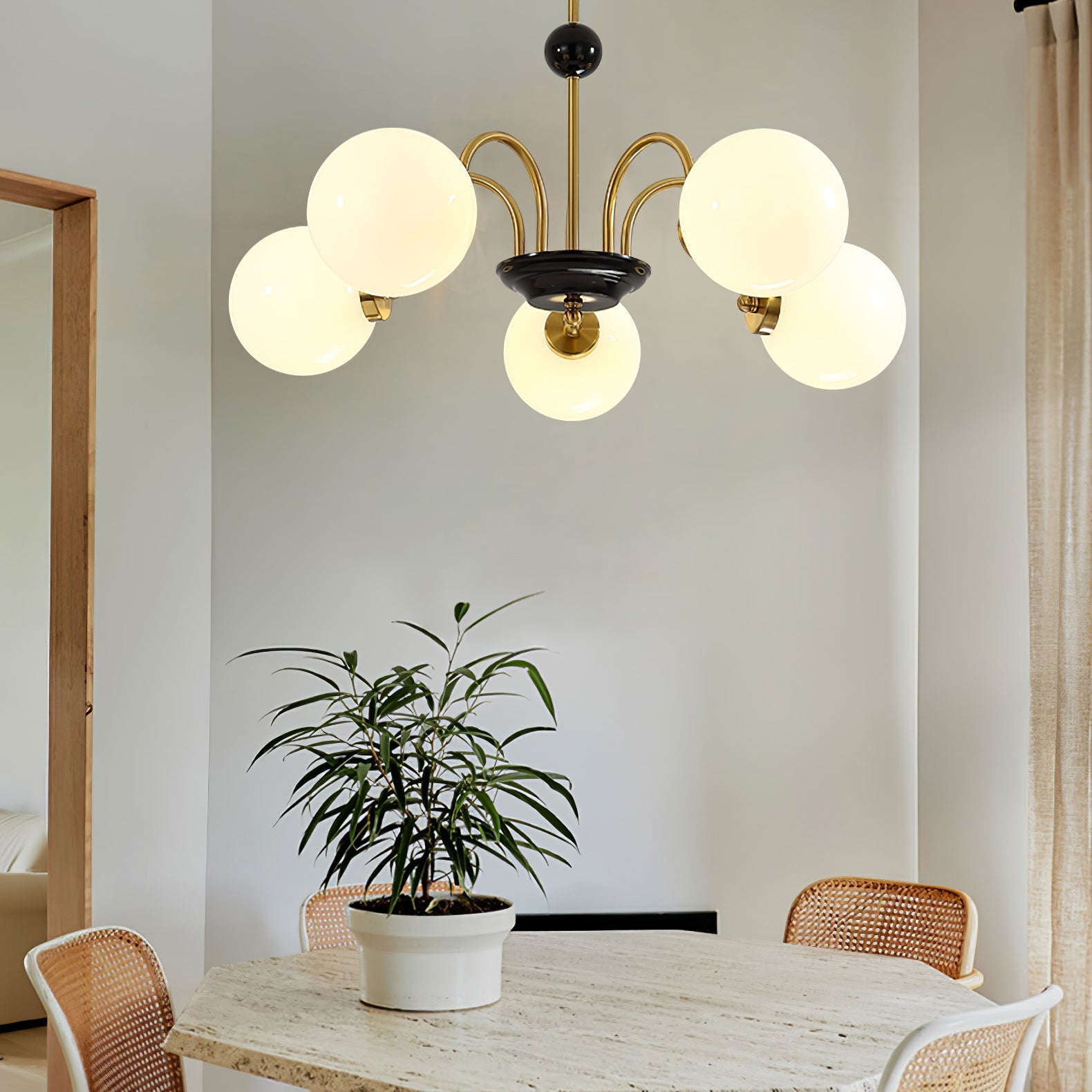 Lustra Chandelier Rod Frame and White - Letslighting