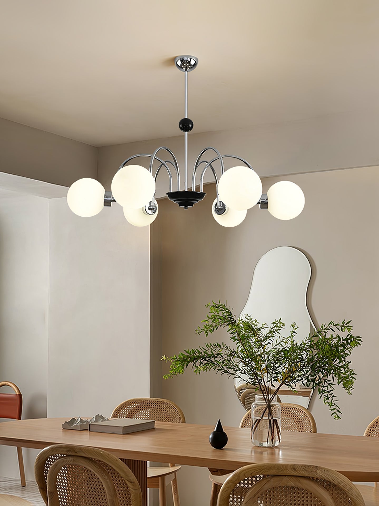 Lustra Chandelier Rod Frame and White - Letslighting