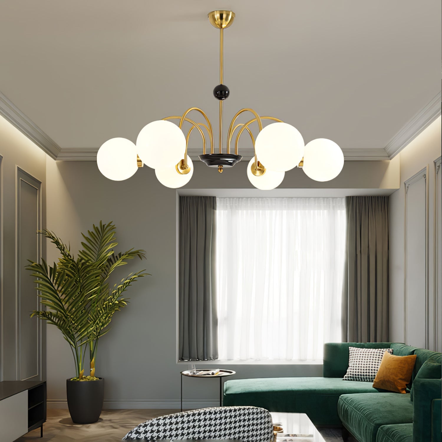 Lustra Chandelier Rod Frame and White - Letslighting