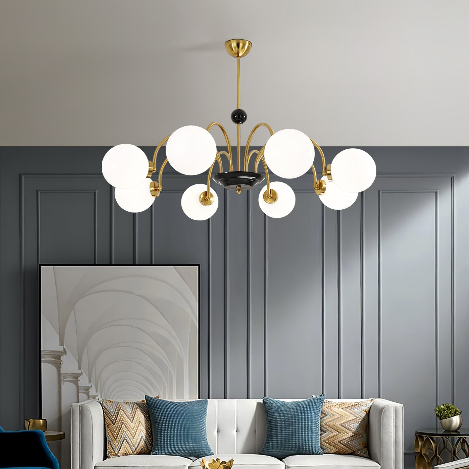Lustra Chandelier Rod Frame and White - Letslighting