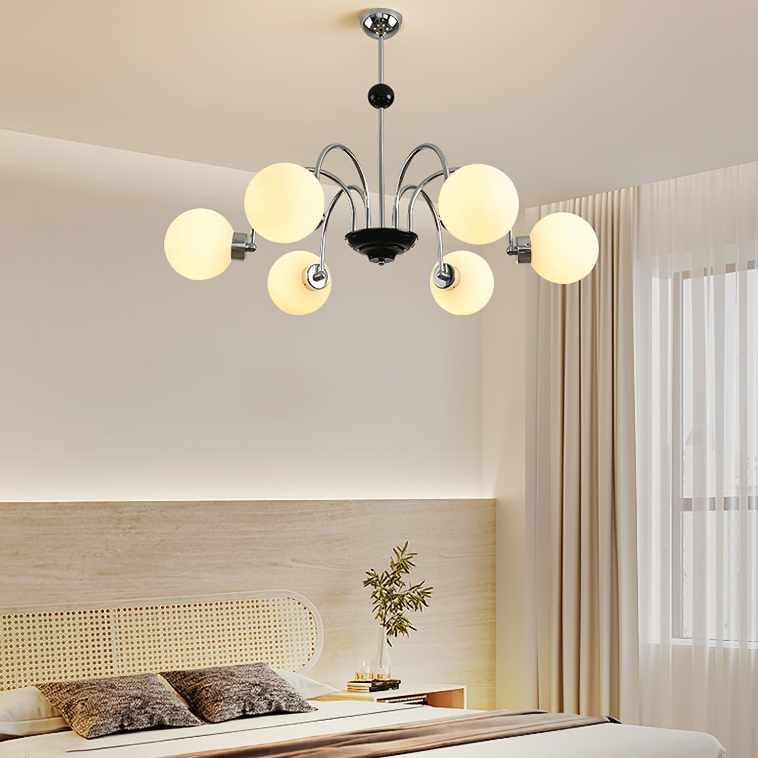Lustra Chandelier Rod Frame and White - Letslighting