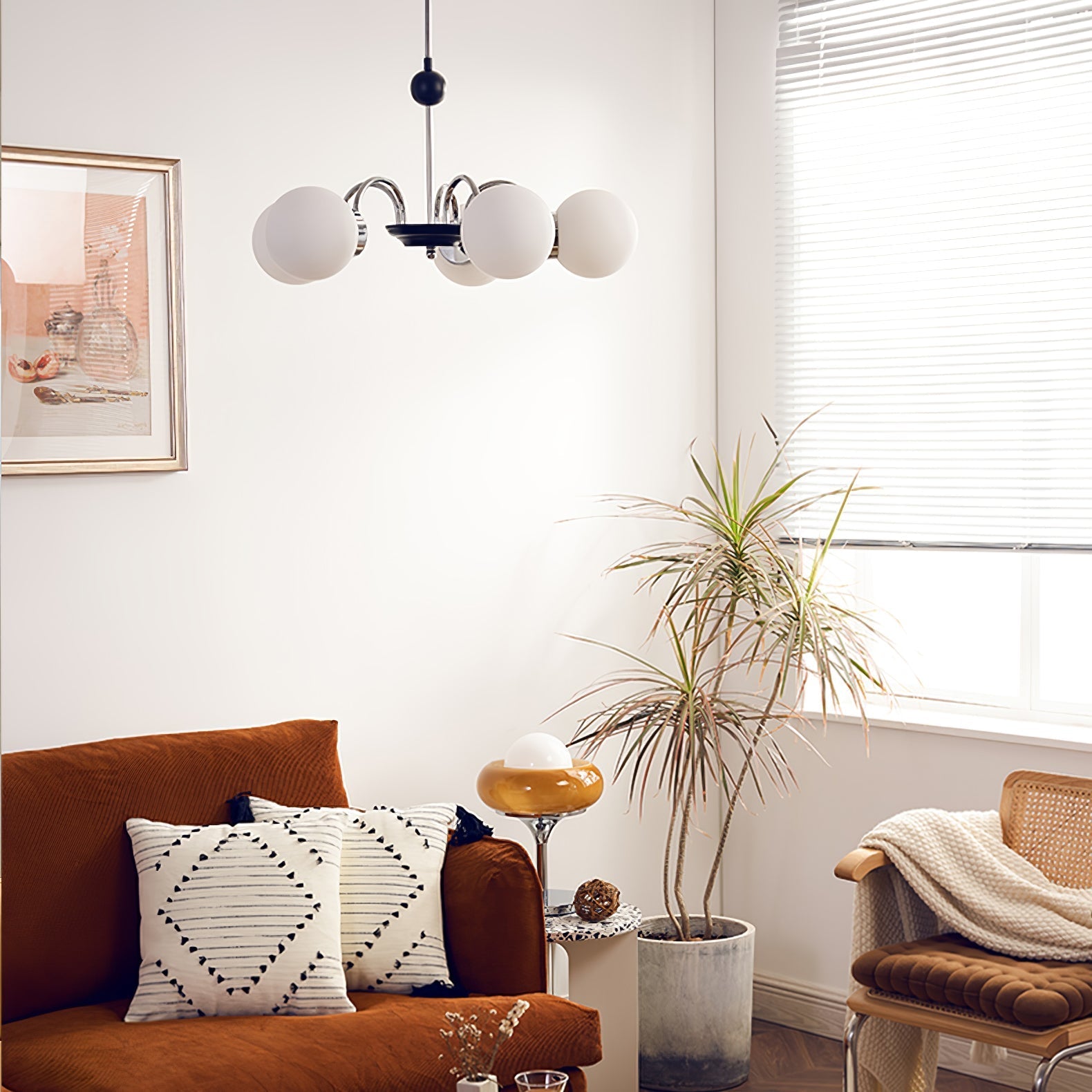 Lustra Chandelier Rod Frame and White - Letslighting