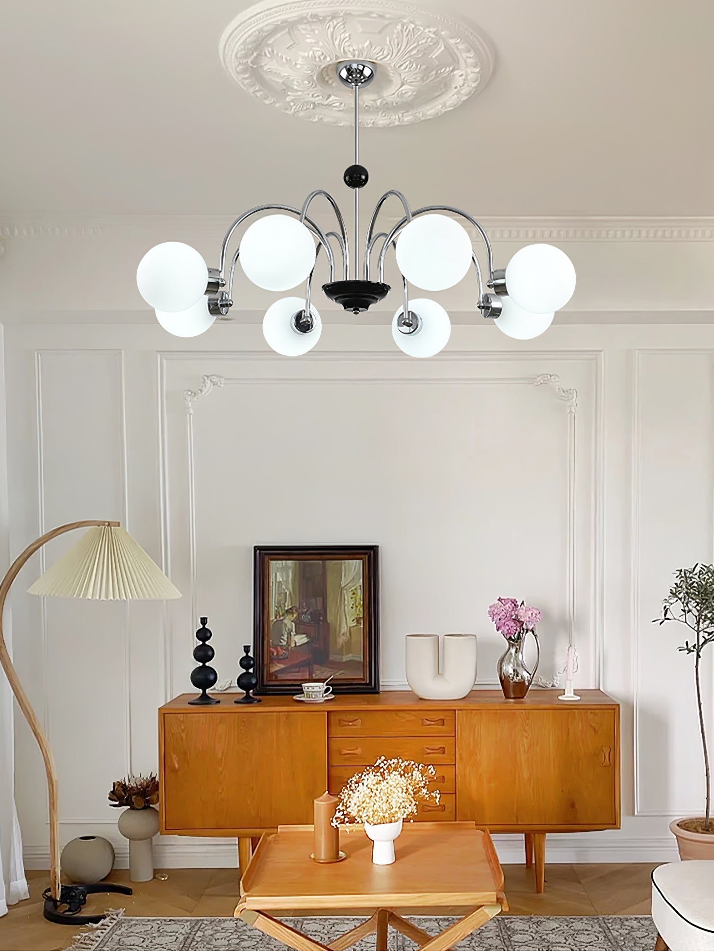 Lustra Chandelier Rod Frame and White - Letslighting