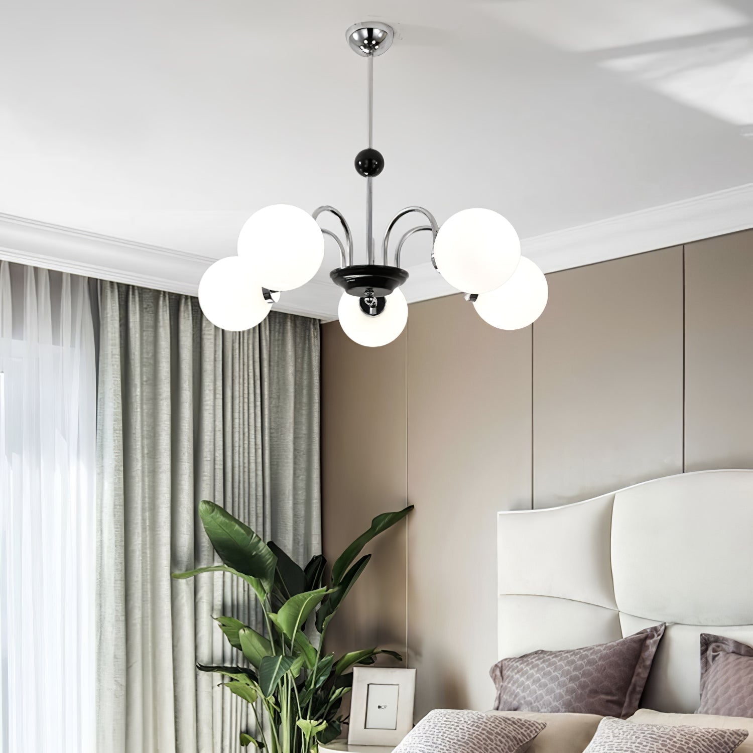 Lustra Chandelier Rod Frame and White - Letslighting