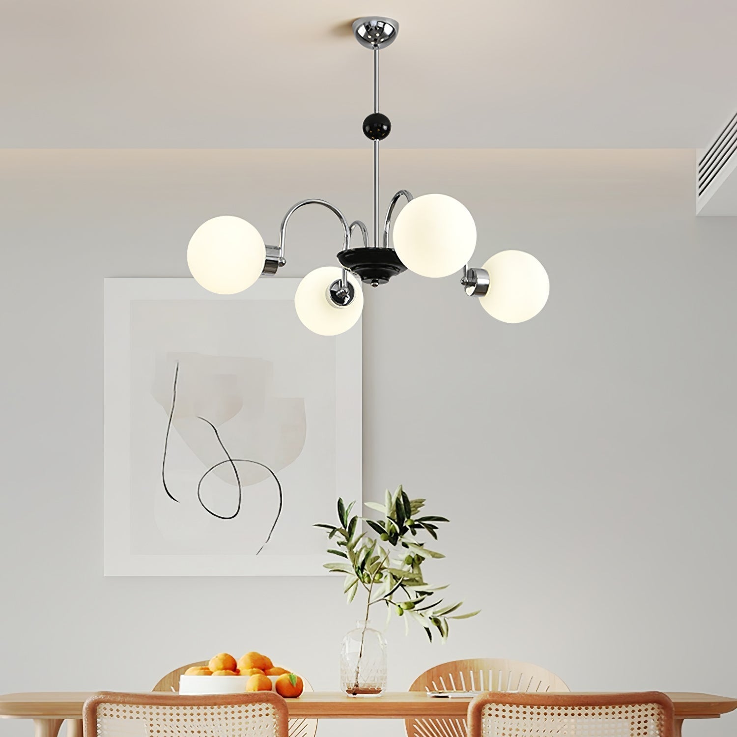 Lustra Chandelier Rod Frame and White - Letslighting