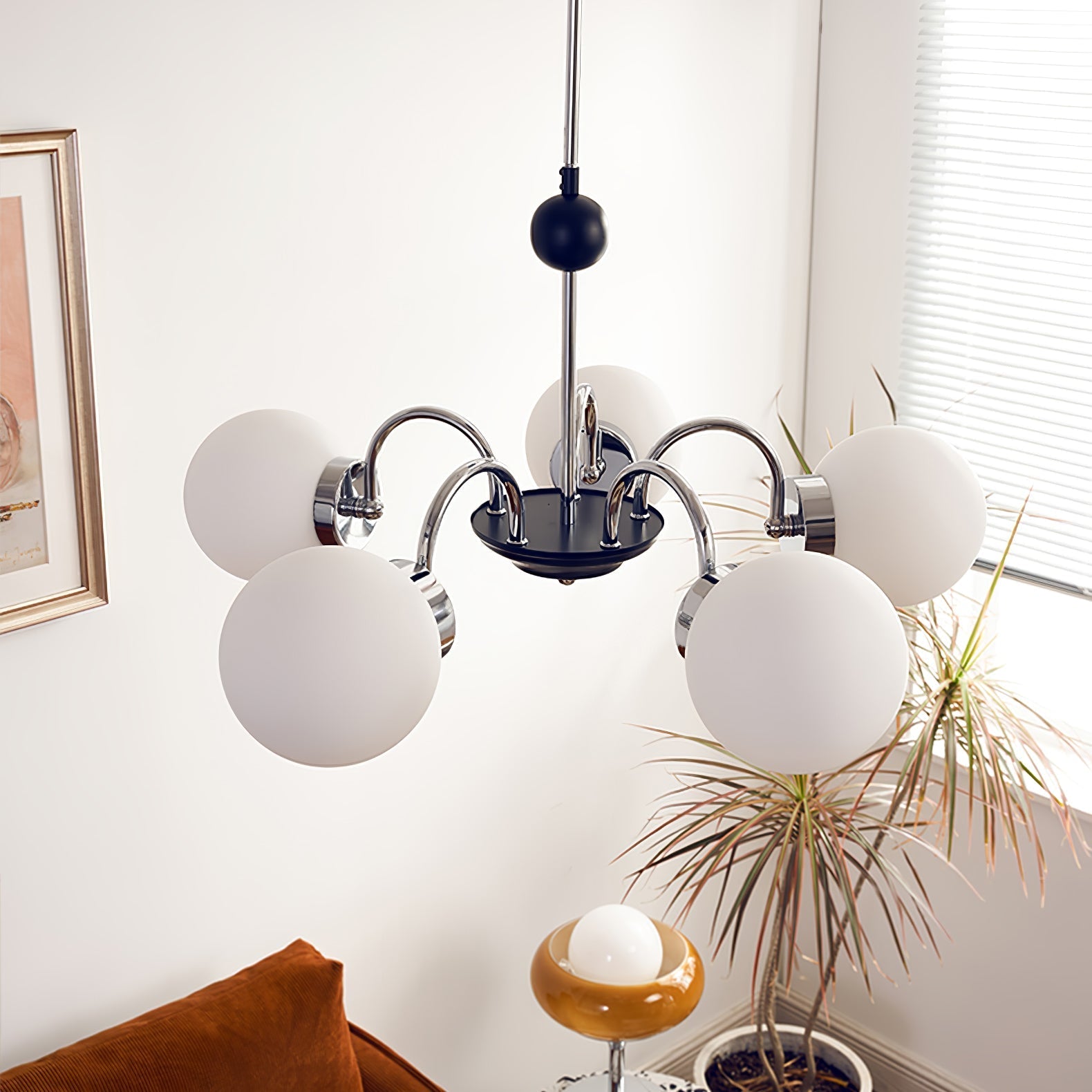 Lustra Chandelier Rod Frame and White - Letslighting