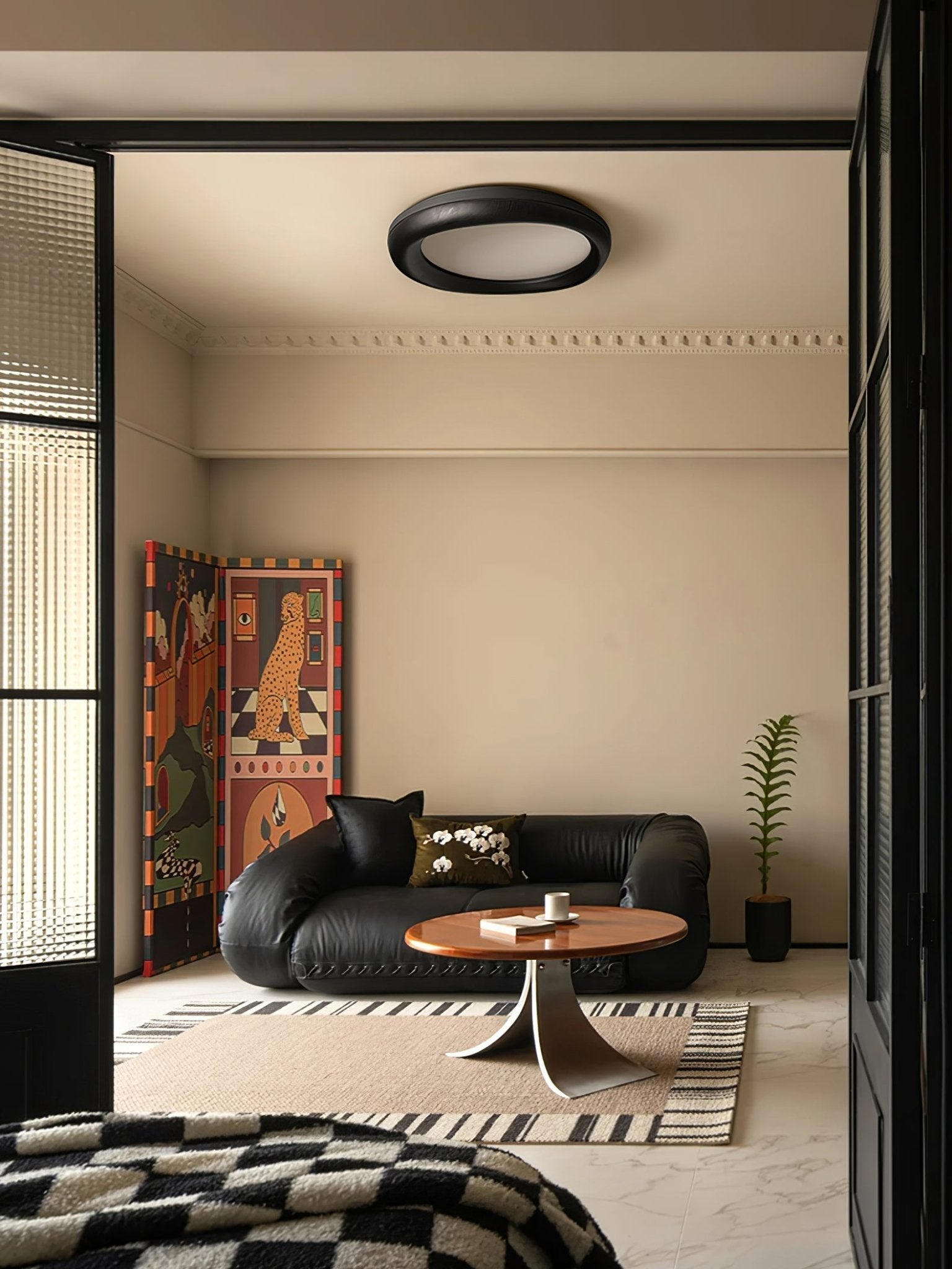 Eurtheara Organic Wood Glass Ceiling Light - Letslighting