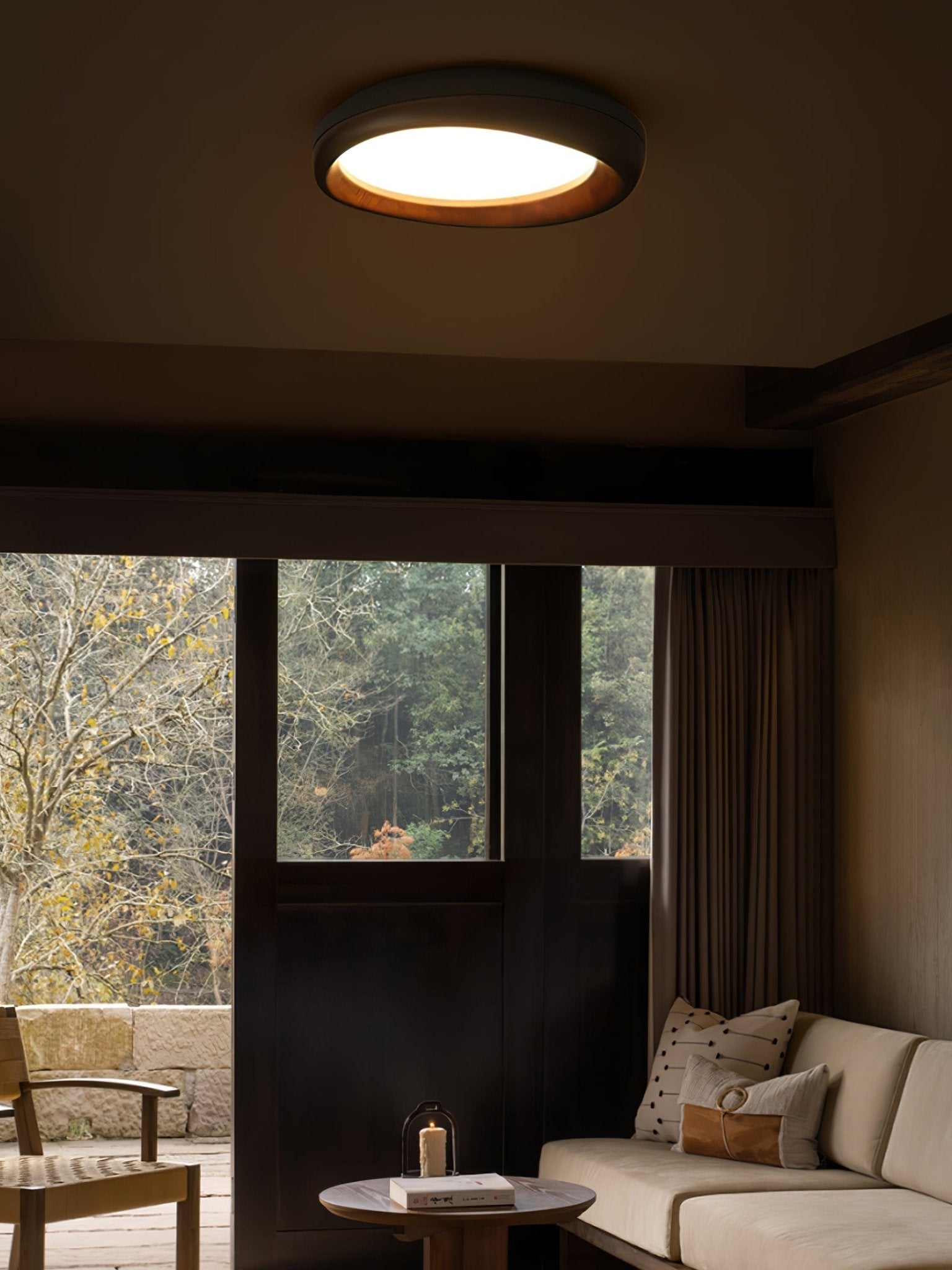 Eurtheara Organic Wood Glass Ceiling Light - Letslighting