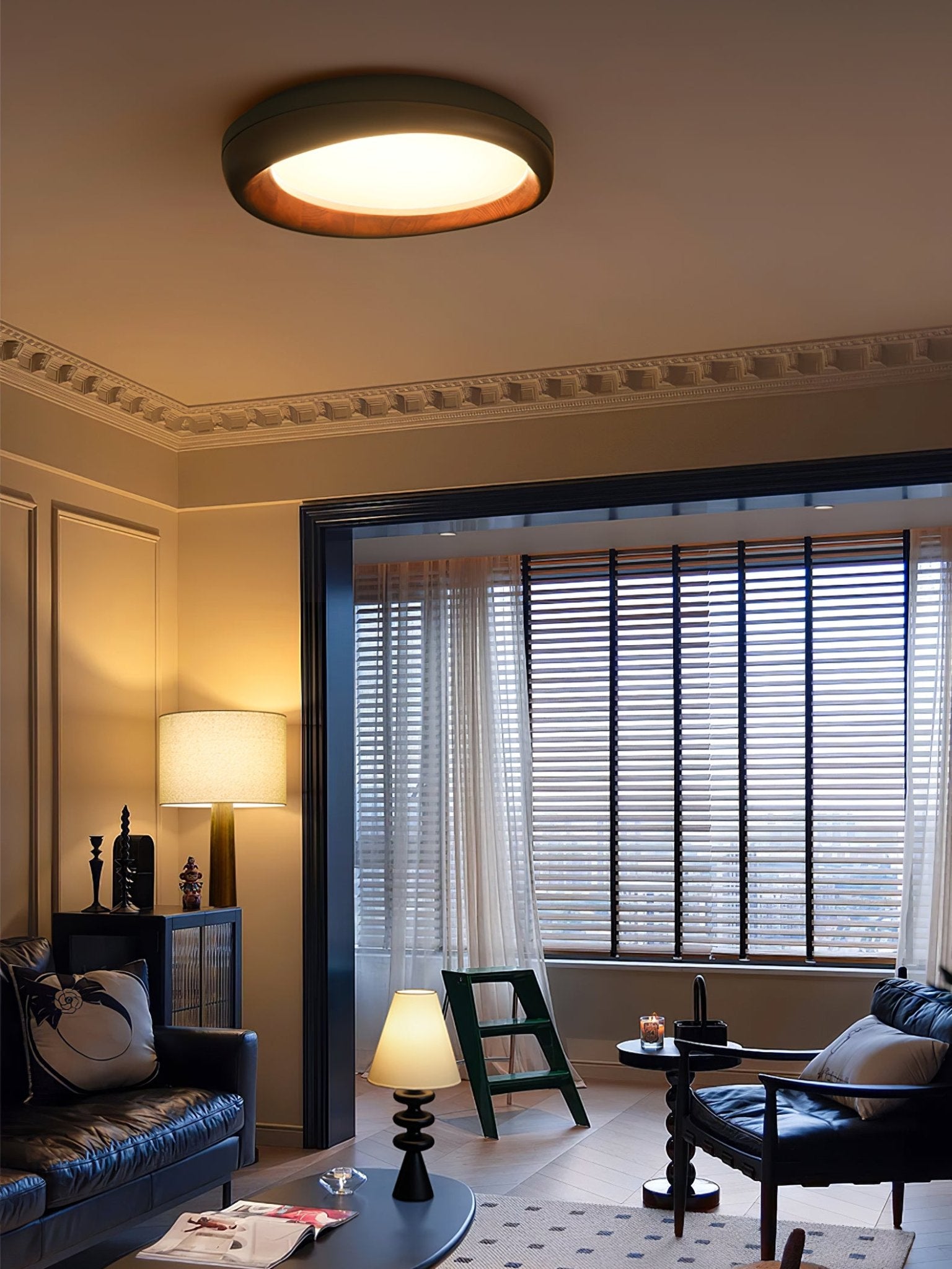 Eurtheara Organic Wood Glass Ceiling Light - Letslighting