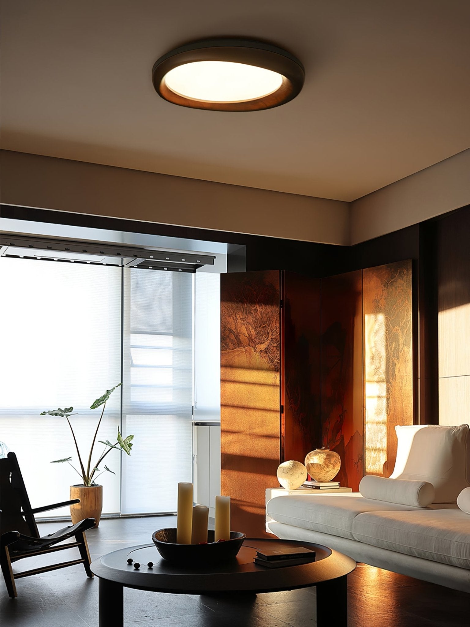 Eurtheara Organic Wood Glass Ceiling Light - Letslighting