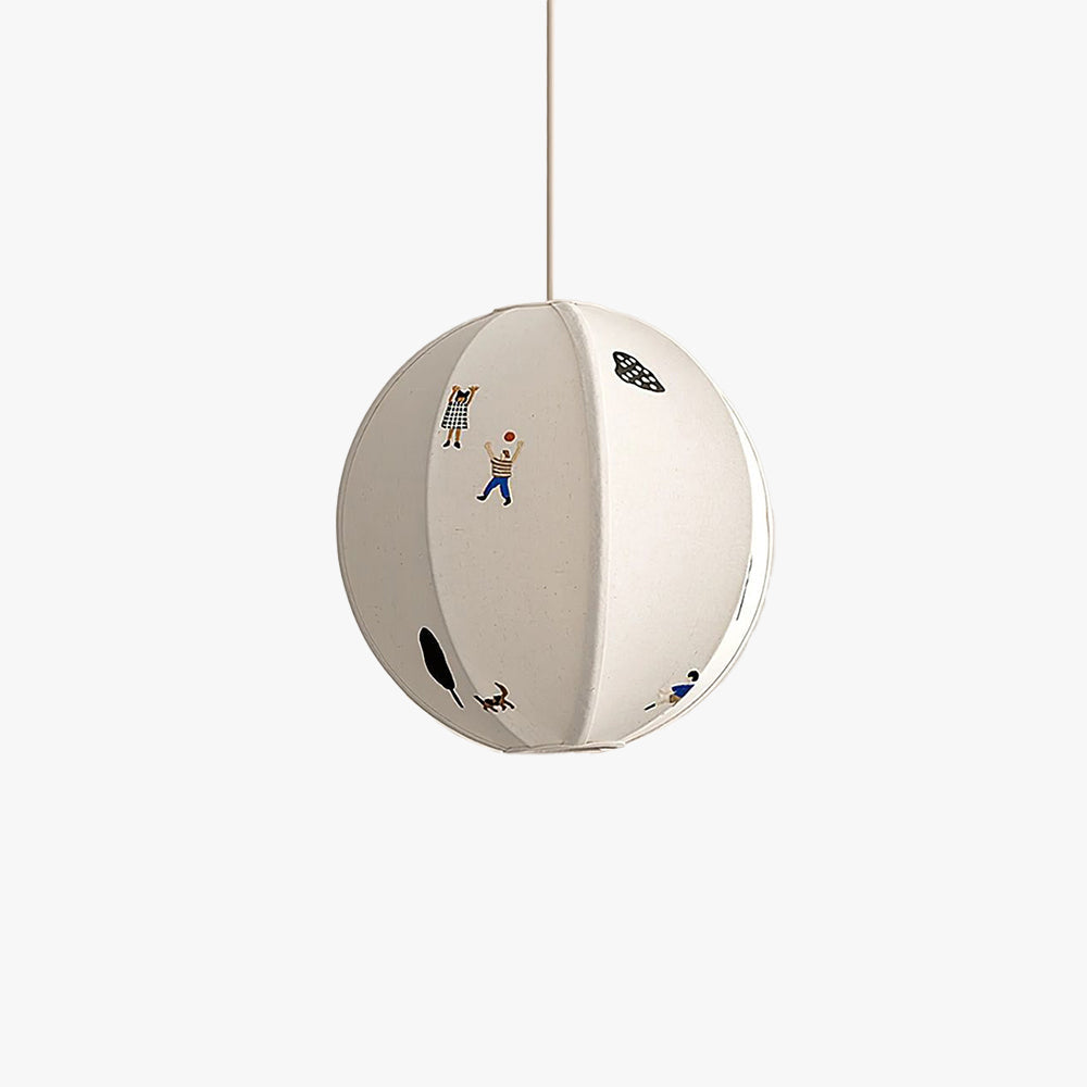 Ritta Design Globe Metal Farbic LED Pendant Light Study Bedroom