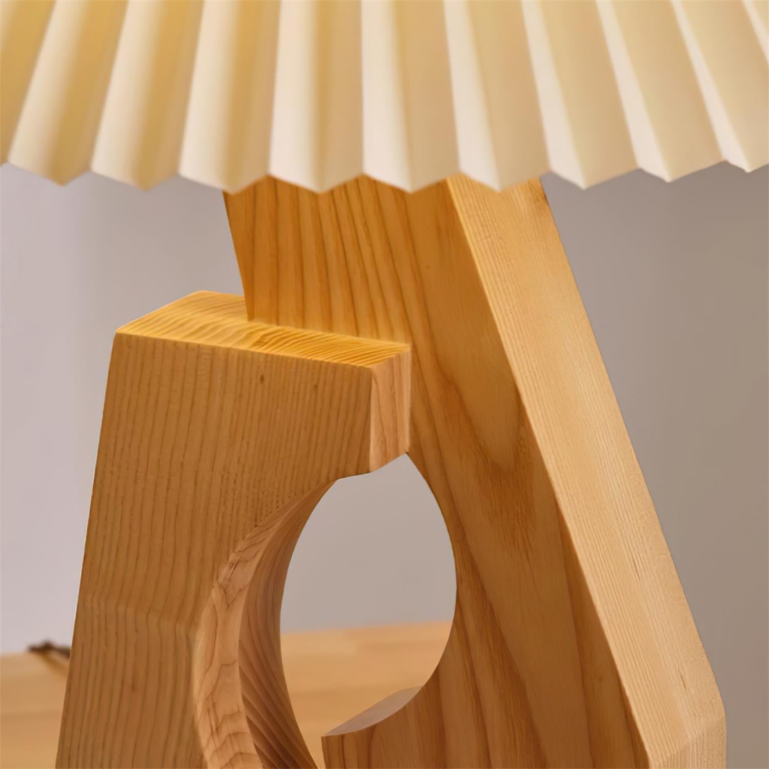 Zain Pleated Table Lamp Paper Pleated Wooden Sculptural - Letslighting