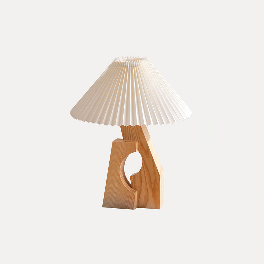 Zain Pleated Table Lamp Paper Pleated Wooden Sculptural - Letslighting