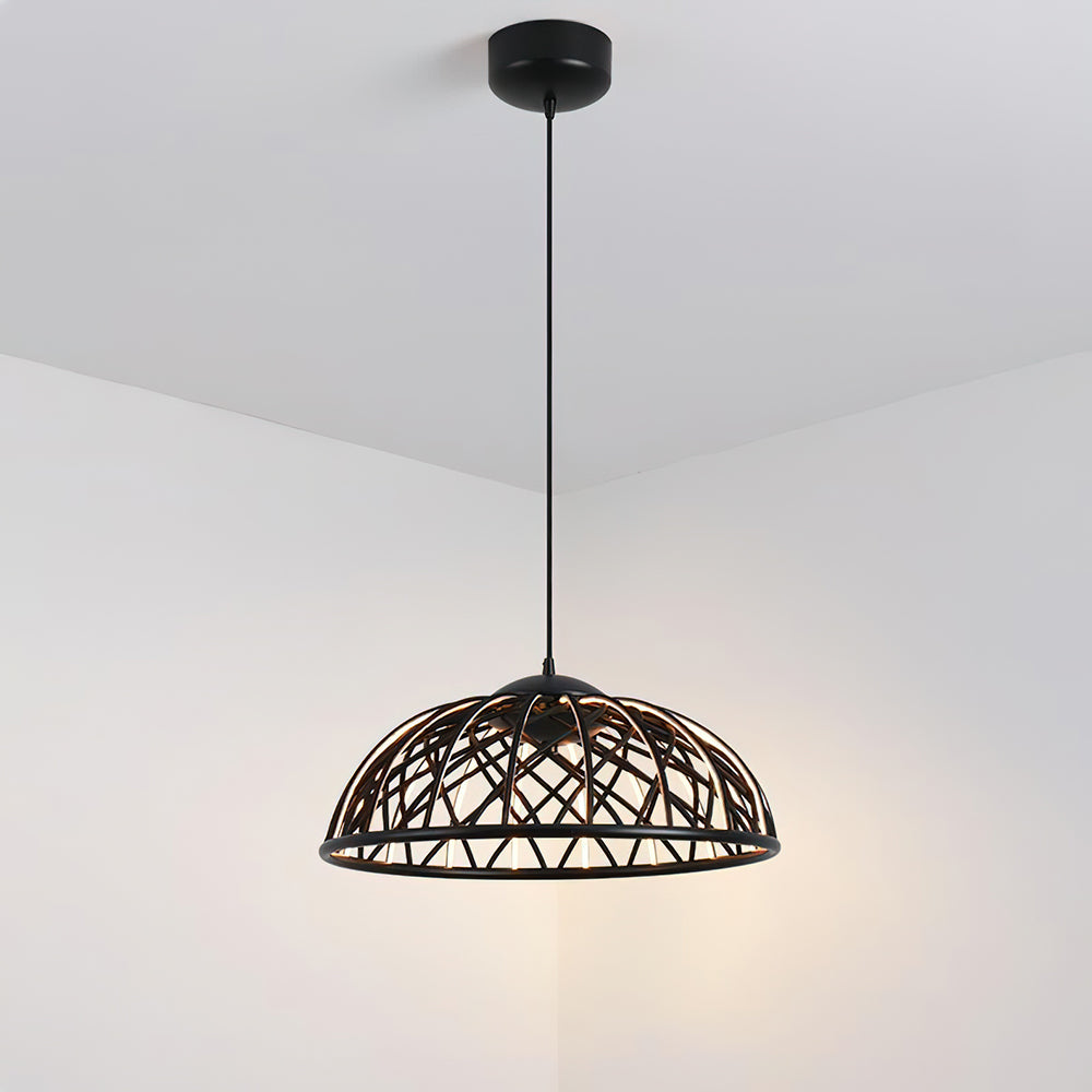 Zeela Pendant Lamp Wood-Top Textured Glass Shade - Letslighting