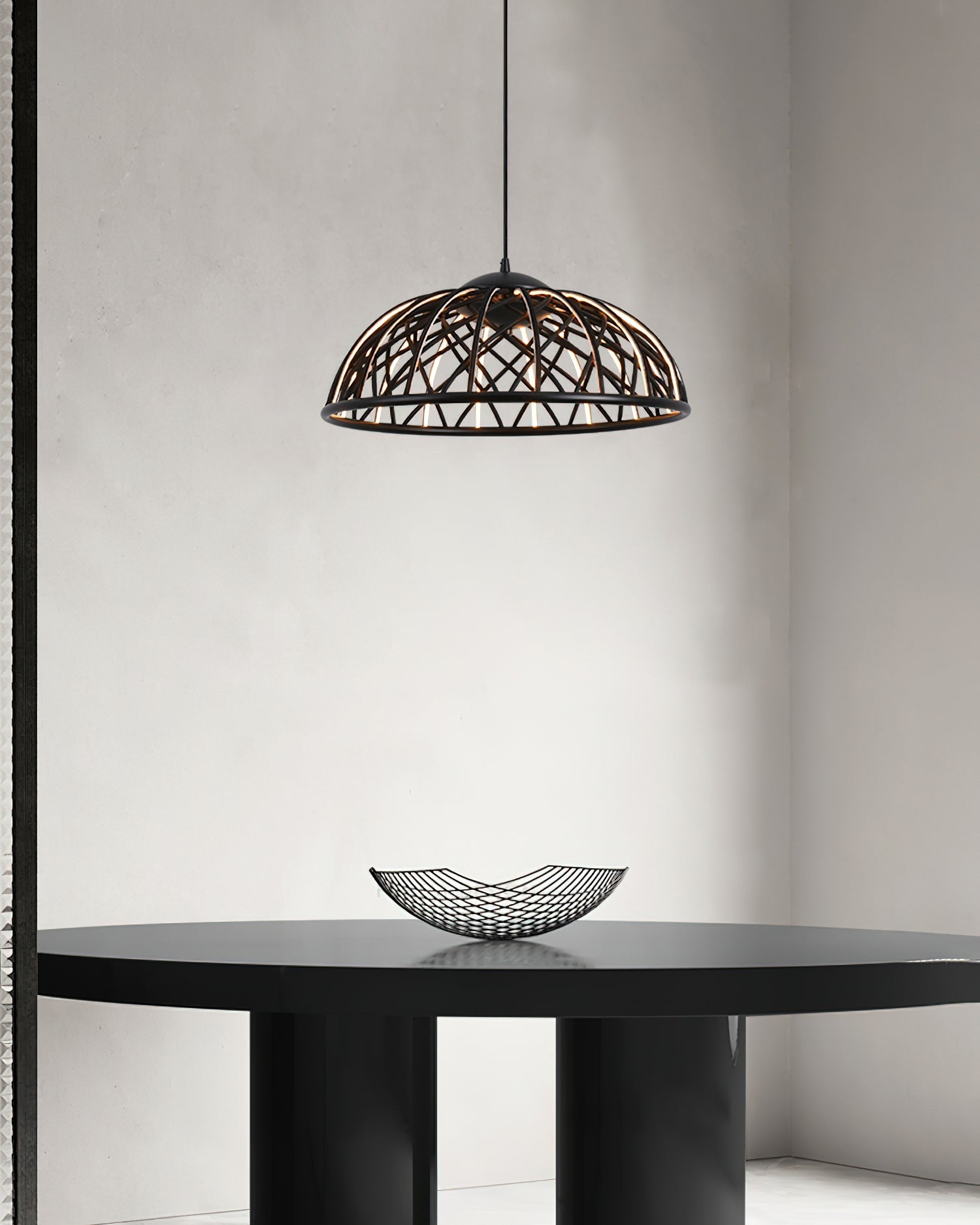 Zeela Pendant Lamp Wood-Top Textured Glass Shade - Letslighting