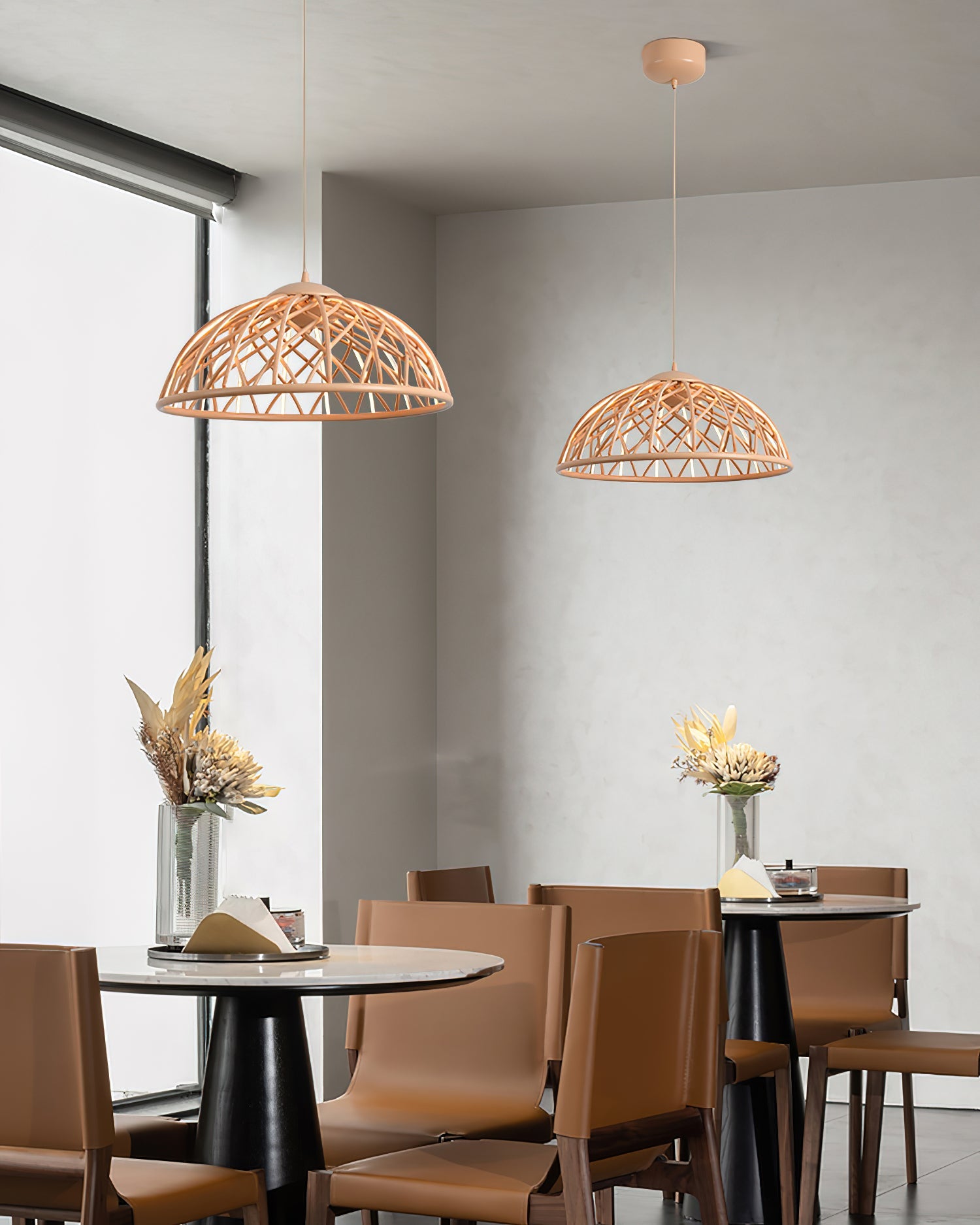 Zeela Pendant Lamp Wood-Top Textured Glass Shade - Letslighting