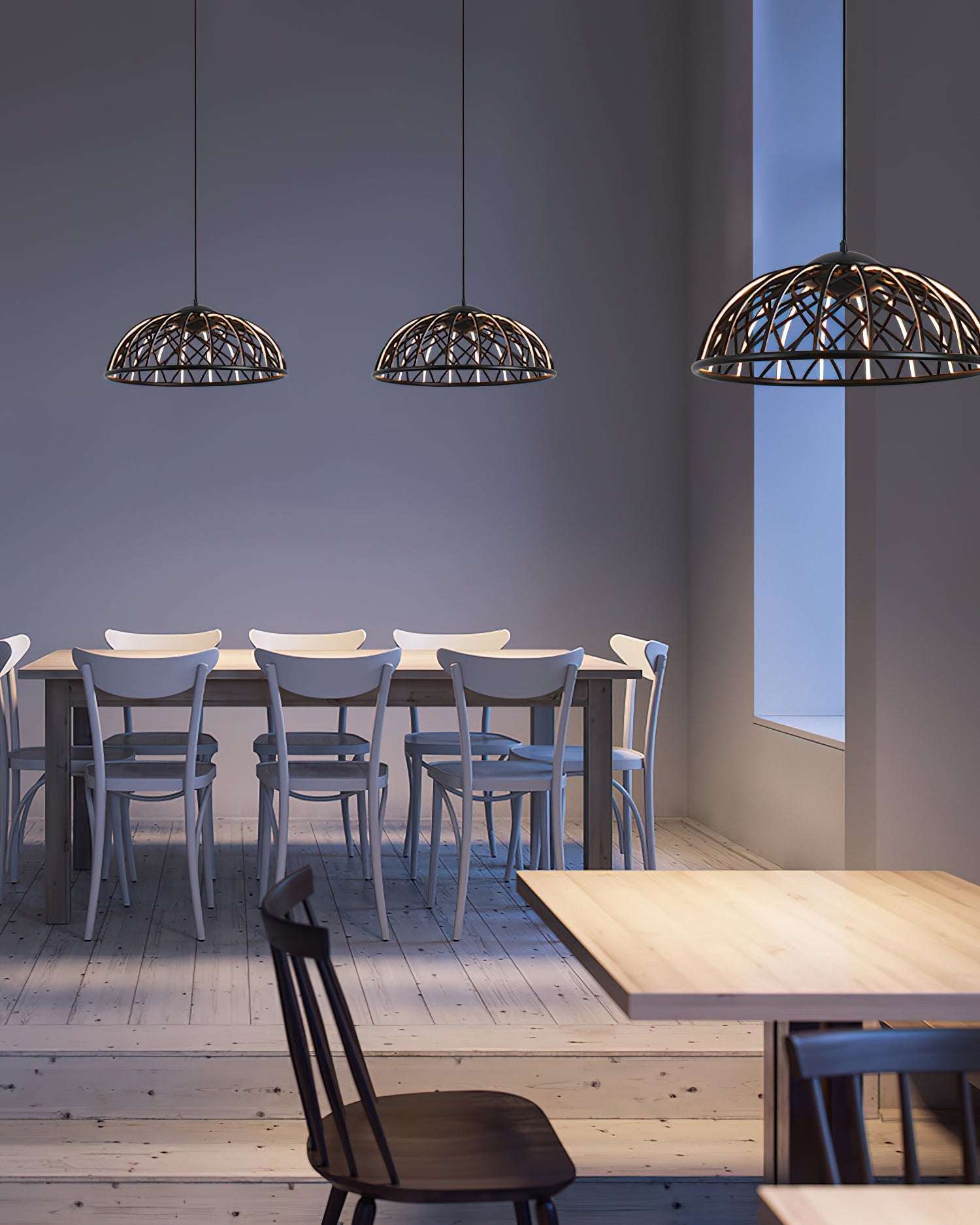 Zeela Pendant Lamp Wood-Top Textured Glass Shade - Letslighting