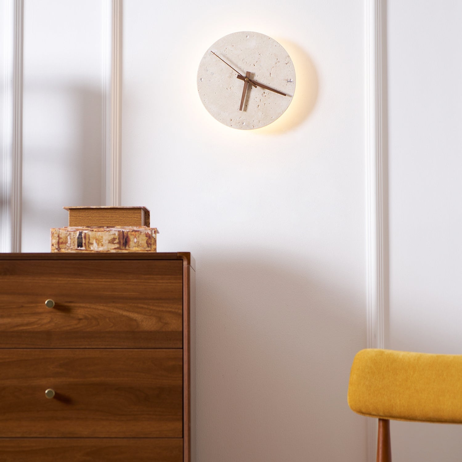 Wall Lamp Travertine Clock with Modern Minimalist Style Natural - Letslighting