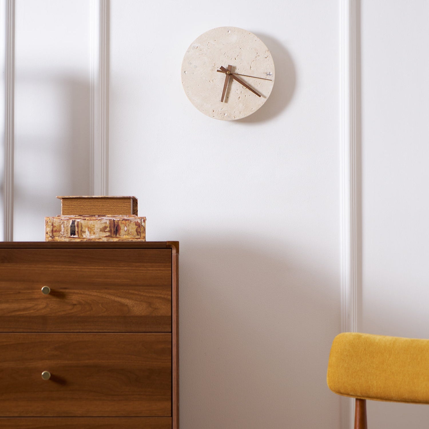 Wall Lamp Travertine Clock with Modern Minimalist Style Natural - Letslighting