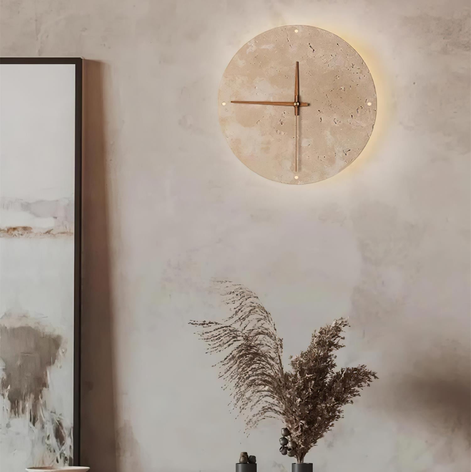 Wall Lamp Travertine Clock with Modern Minimalist Style Natural - Letslighting